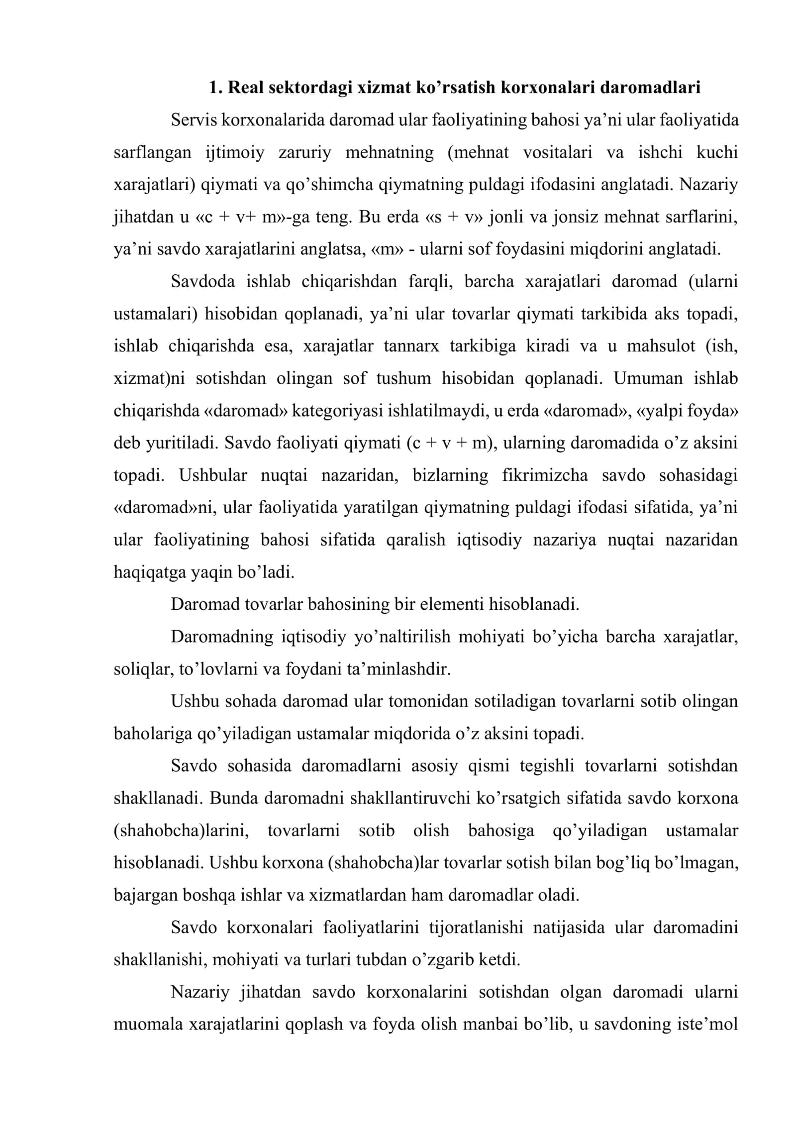 Real sektordagi xizmat ko’rsatish korxonalari daromadlari, xarajatlari va foydasi 2