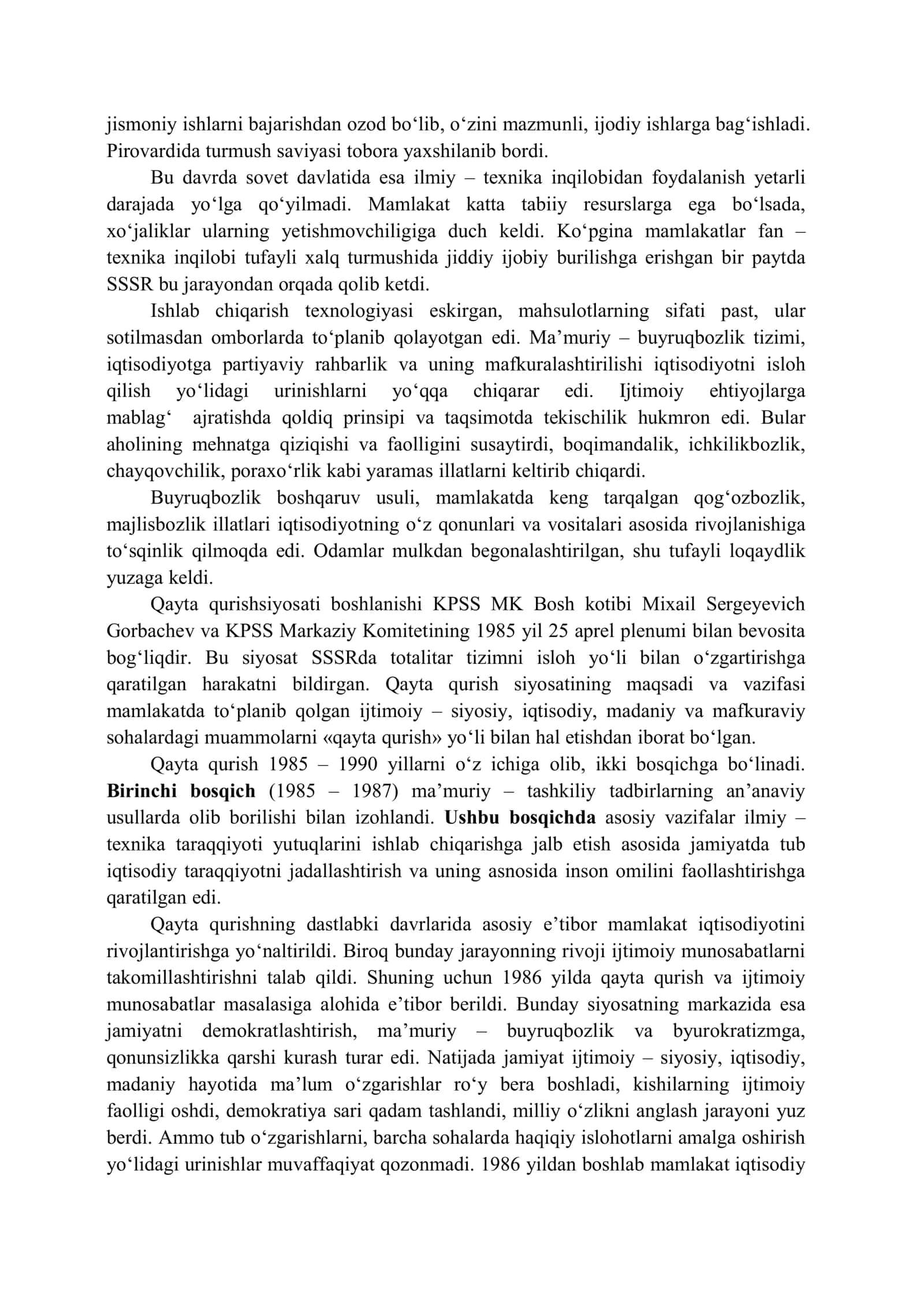 5-mavzu. Mustaqillikka erishish arafasida Oʻzbekistondagi ijtimoiy-siyosiy jarayonlar 2