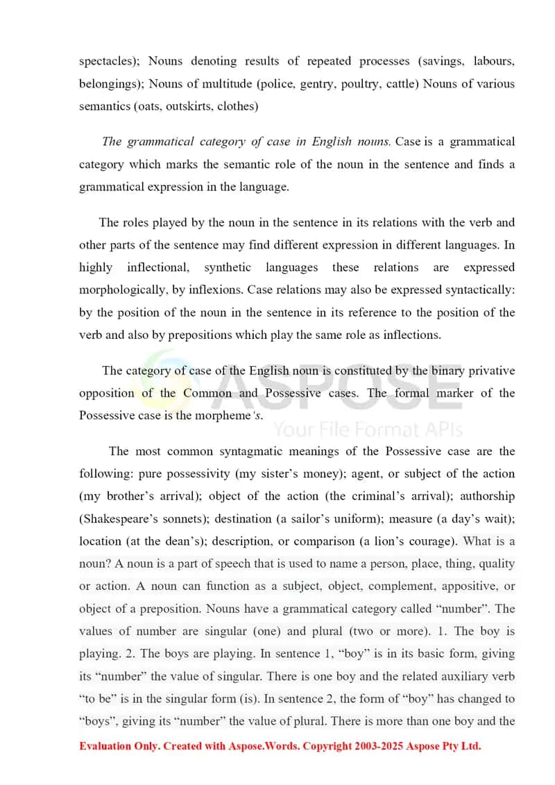 The English noun and its grammatical categories 2
