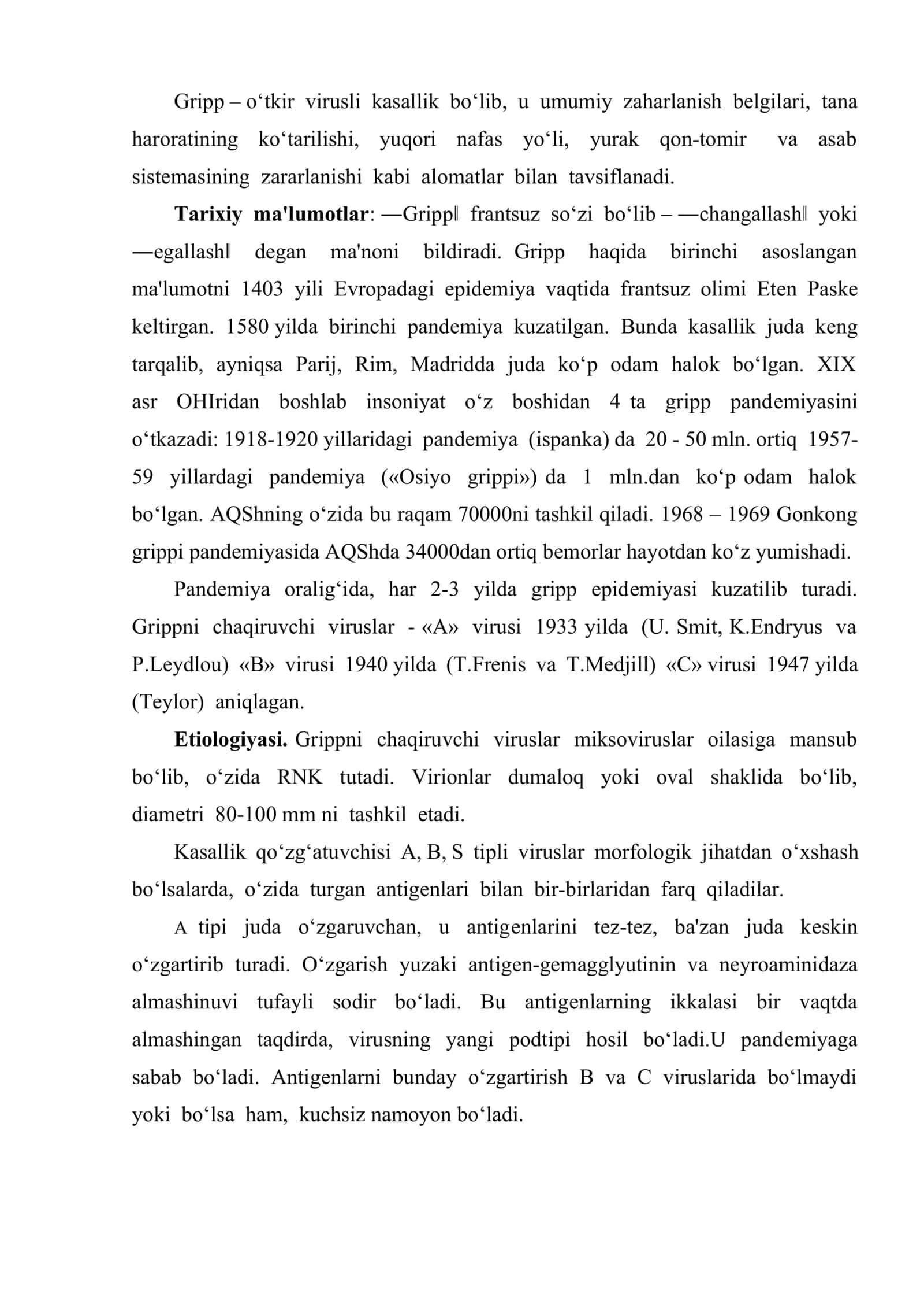Gripp va boshqa O‘RK da (paragripp, adenovirus infeksiya, rinovirus infeksiya, rinosinstitial infeksiya) va meningokokli infeksiyada hamshiralik ishi 2