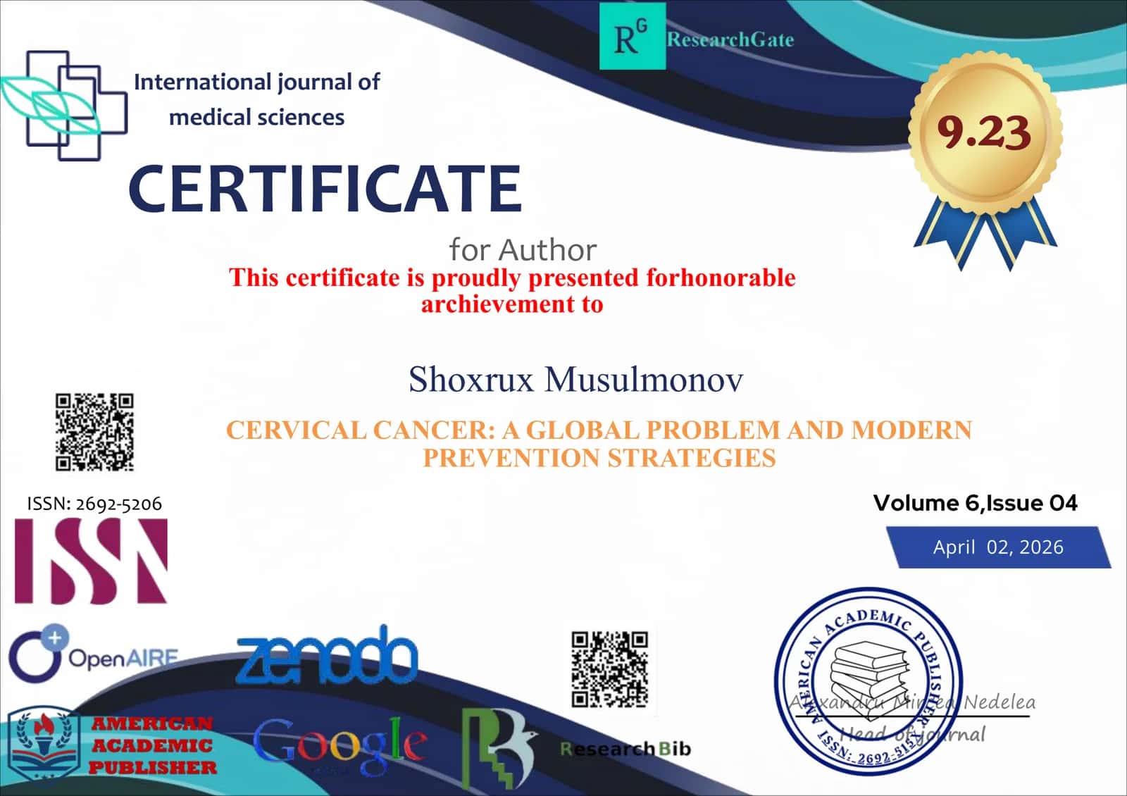 CERVICAL CANCER: A GLOBAL PROBLEM AND MODERN PREVENTION STRATEGIES 2