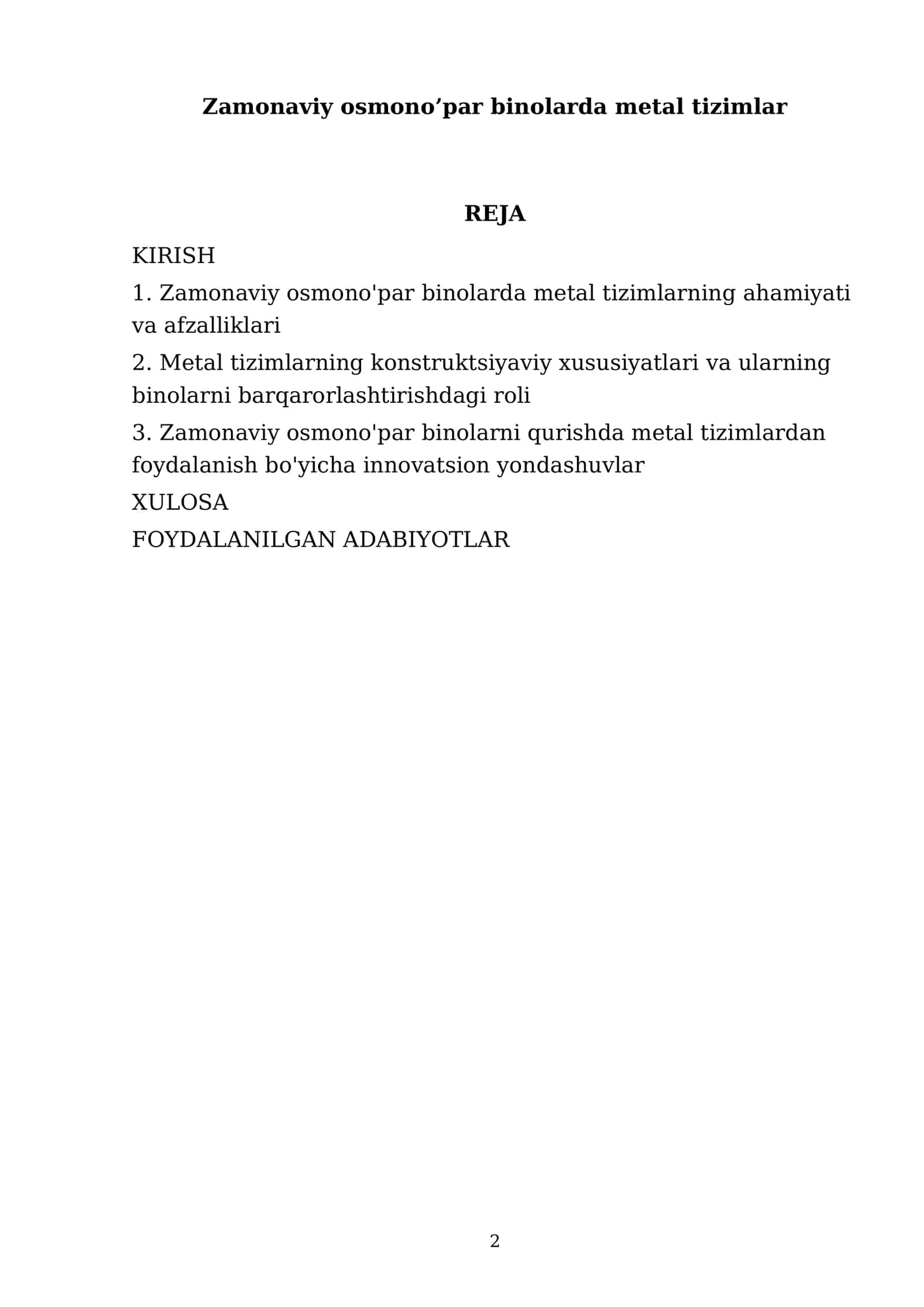 Zamonaviy osmono’par binolarda metal tizimlar 2