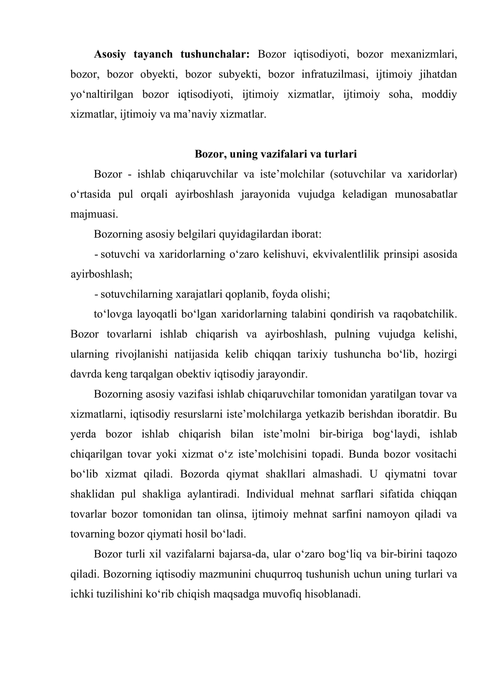 Bozor iqtisodiyoti iqtisodiy taraqqiyotning garovi sifatida 2