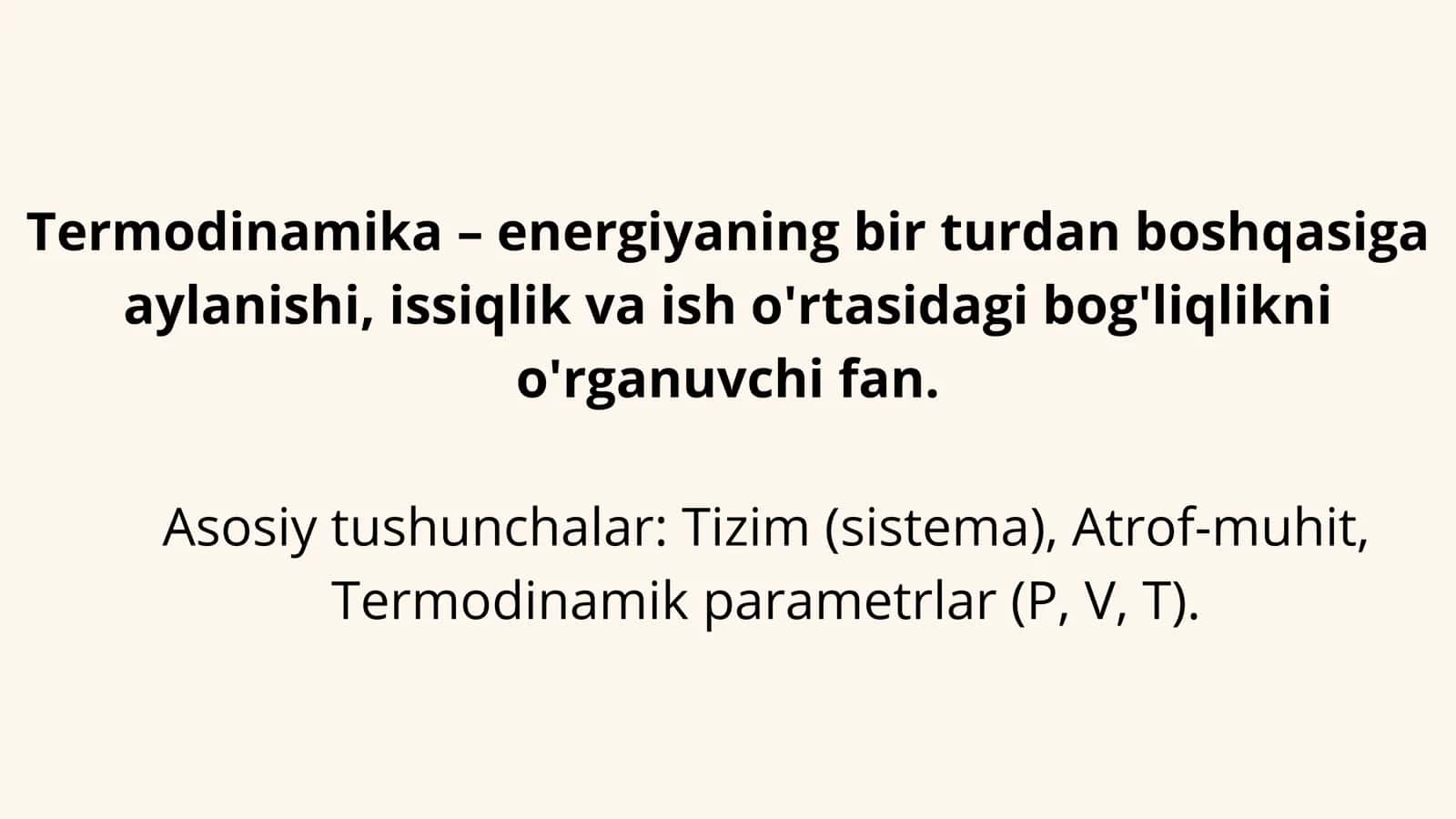 Termodinamikaning asosiy qonunlari 2