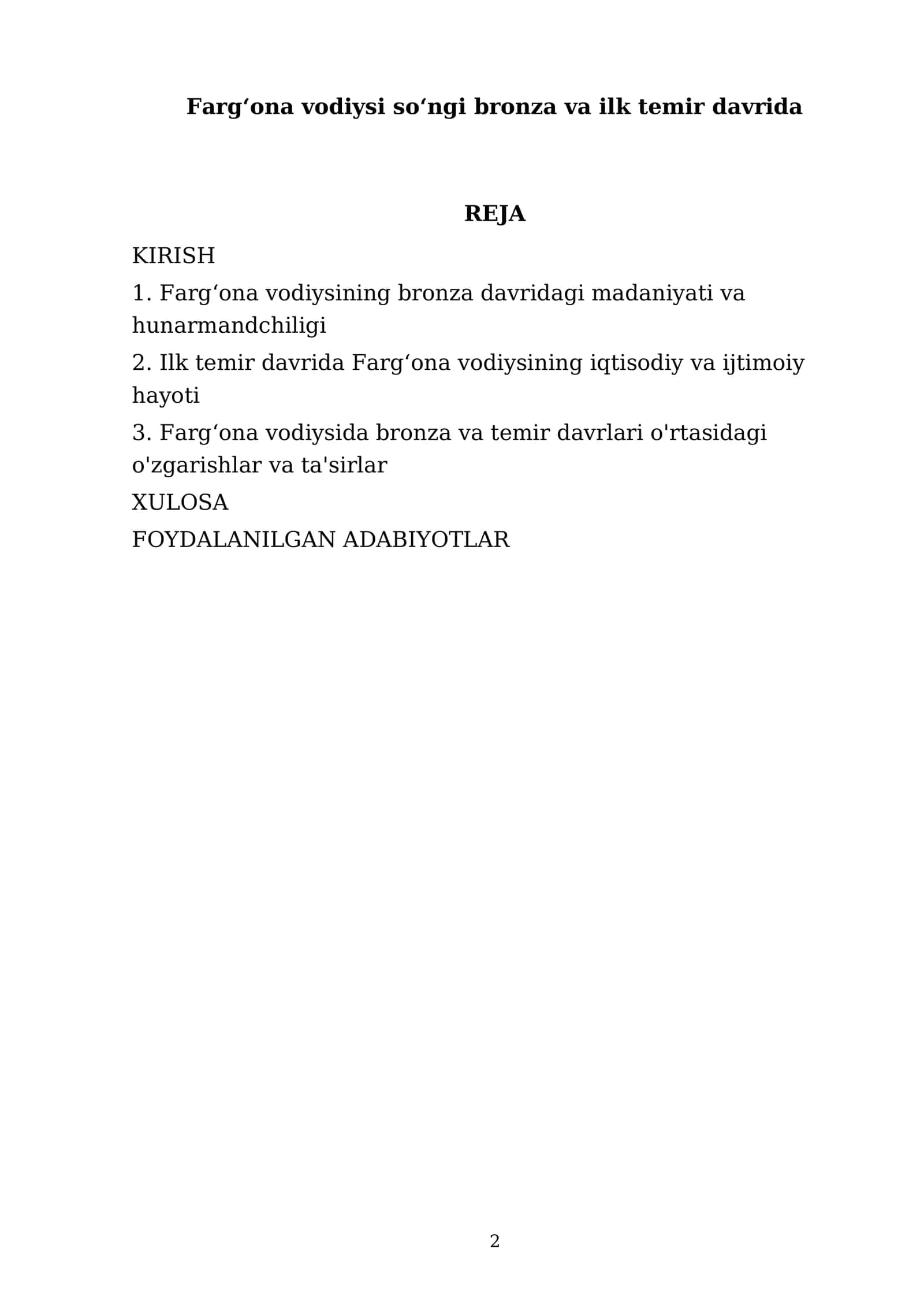 Fargʻona vodiysi soʻngi bronza va ilk temir davrida 2