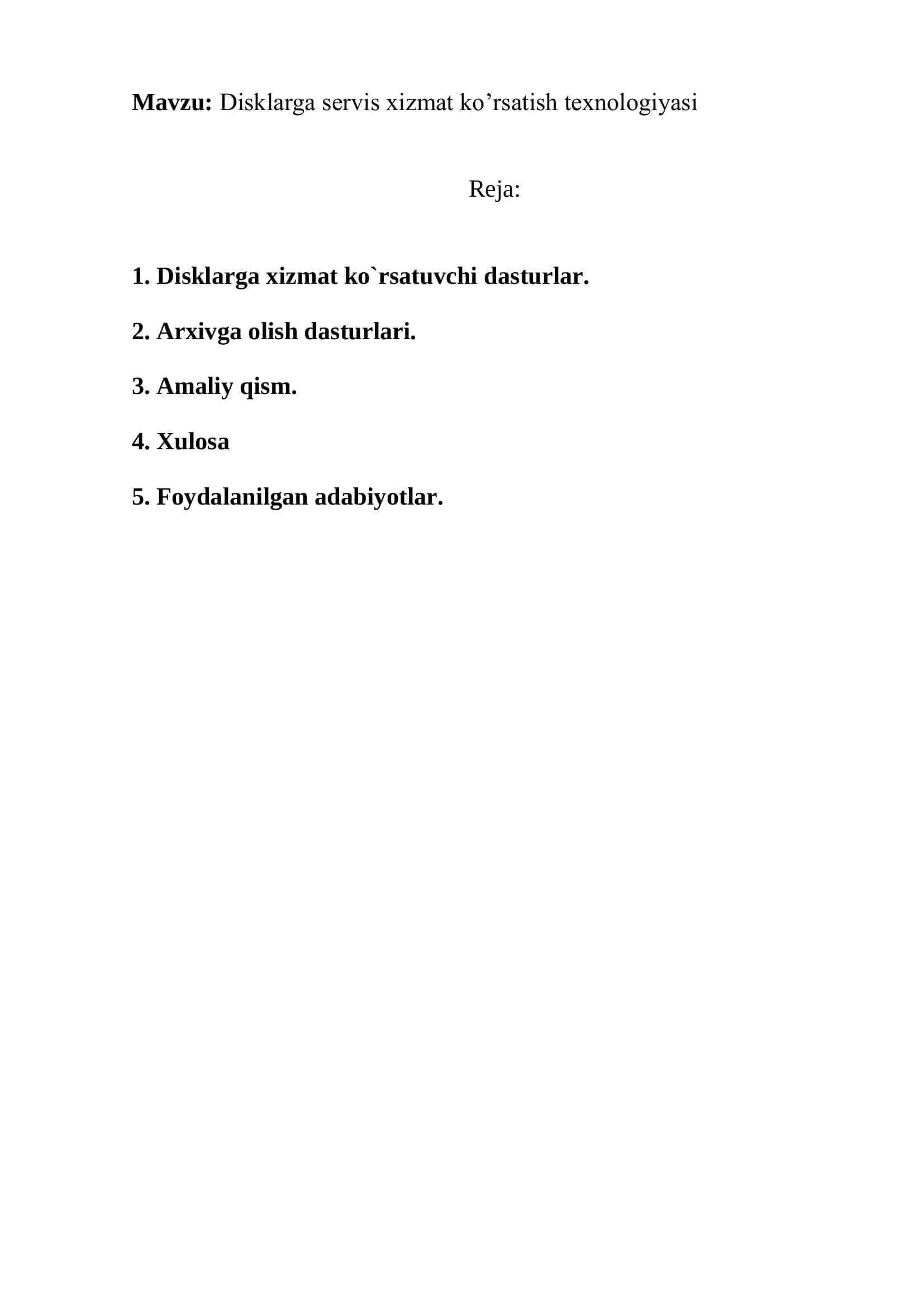 Disklarga servis xizmat ko’rsatish texnologiyasi 2