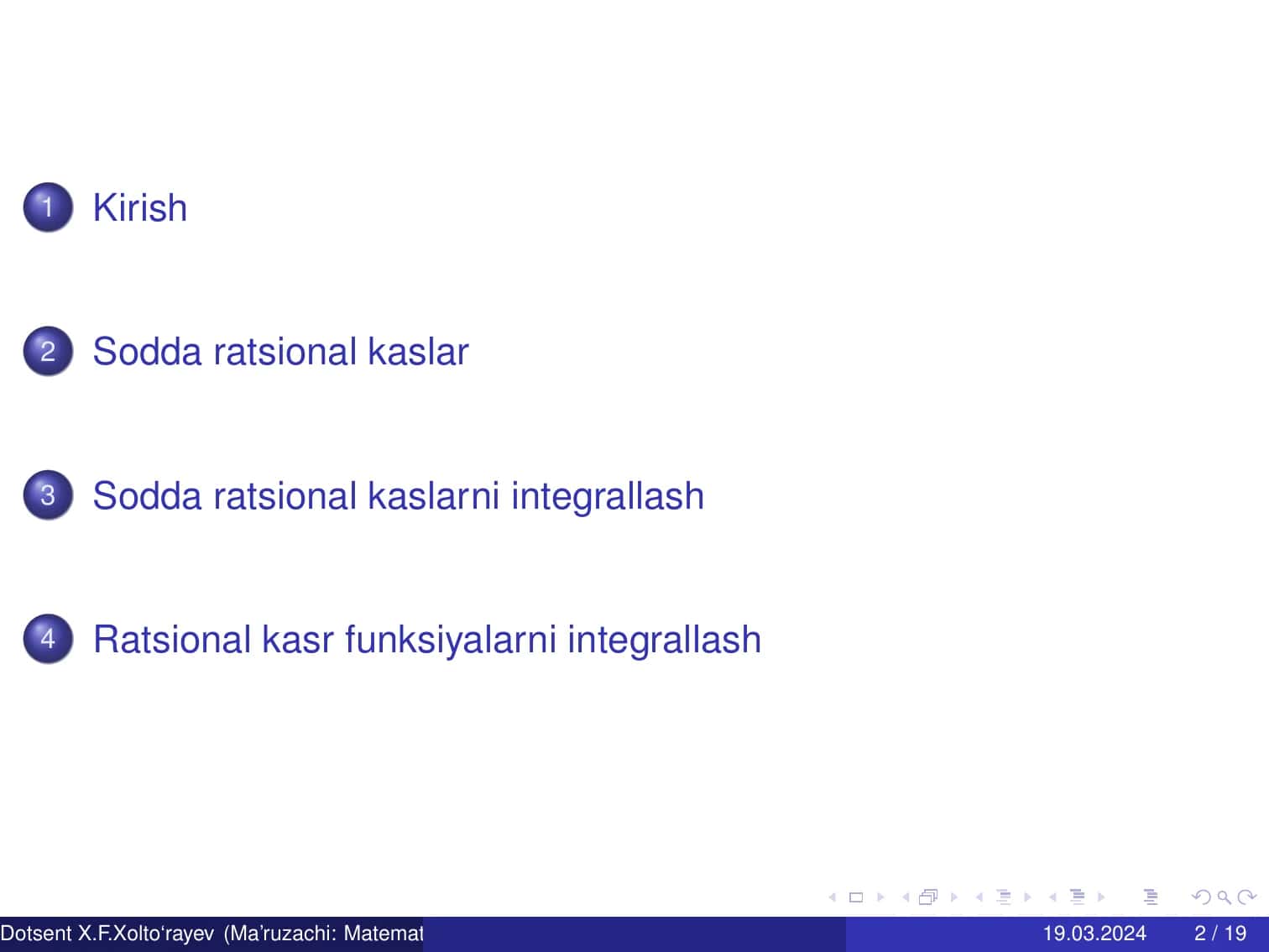 RATSIONAL KASR FUNKSIYALARNI INTEGRALLASH 2