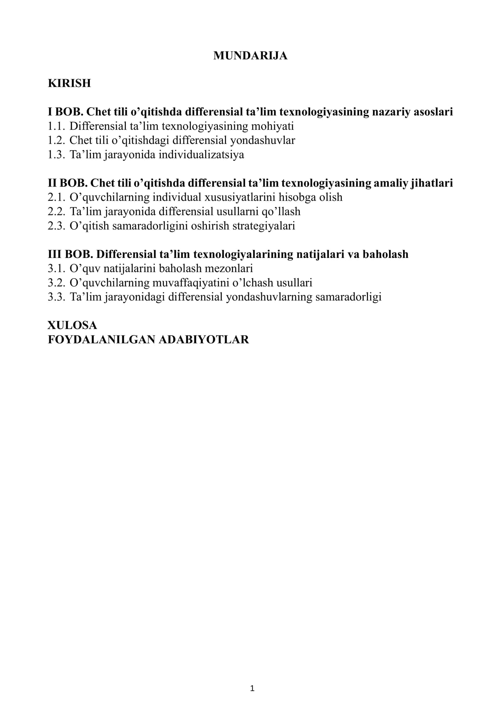 Chet tili o'qitishda differensial ta'lim texnologiyasi 2