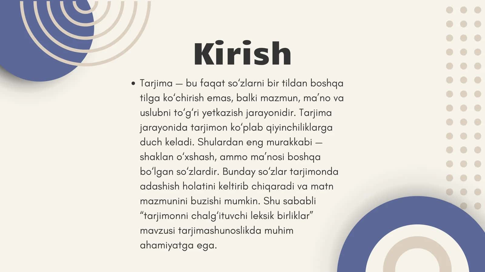TARJIMONNI CHALG'ITUVCHI LEKSIK BIRLIKLAR TARJIMASI 2
