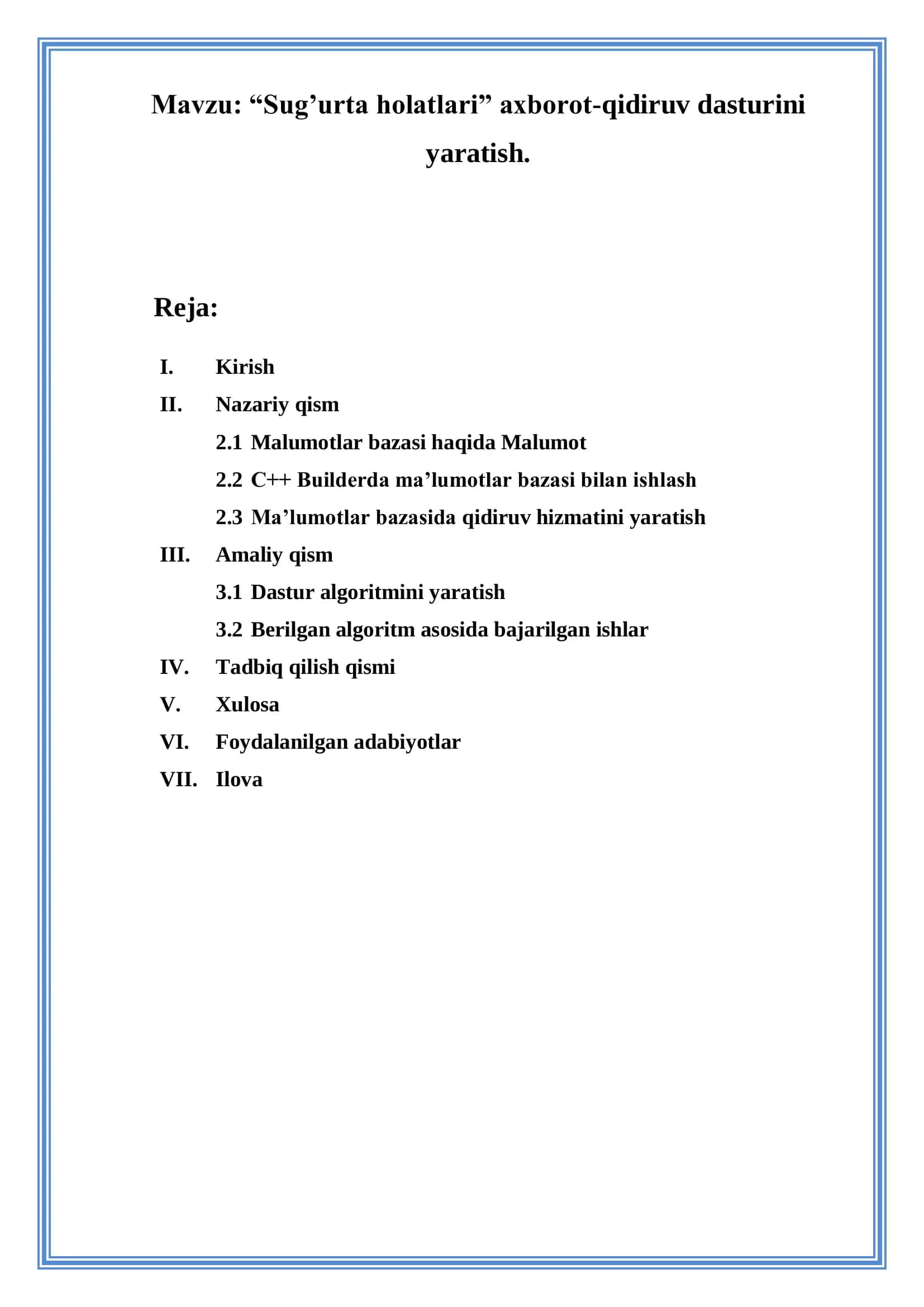 Sug'urta holatlari axborot-qidiruv dasturini yaratish 2