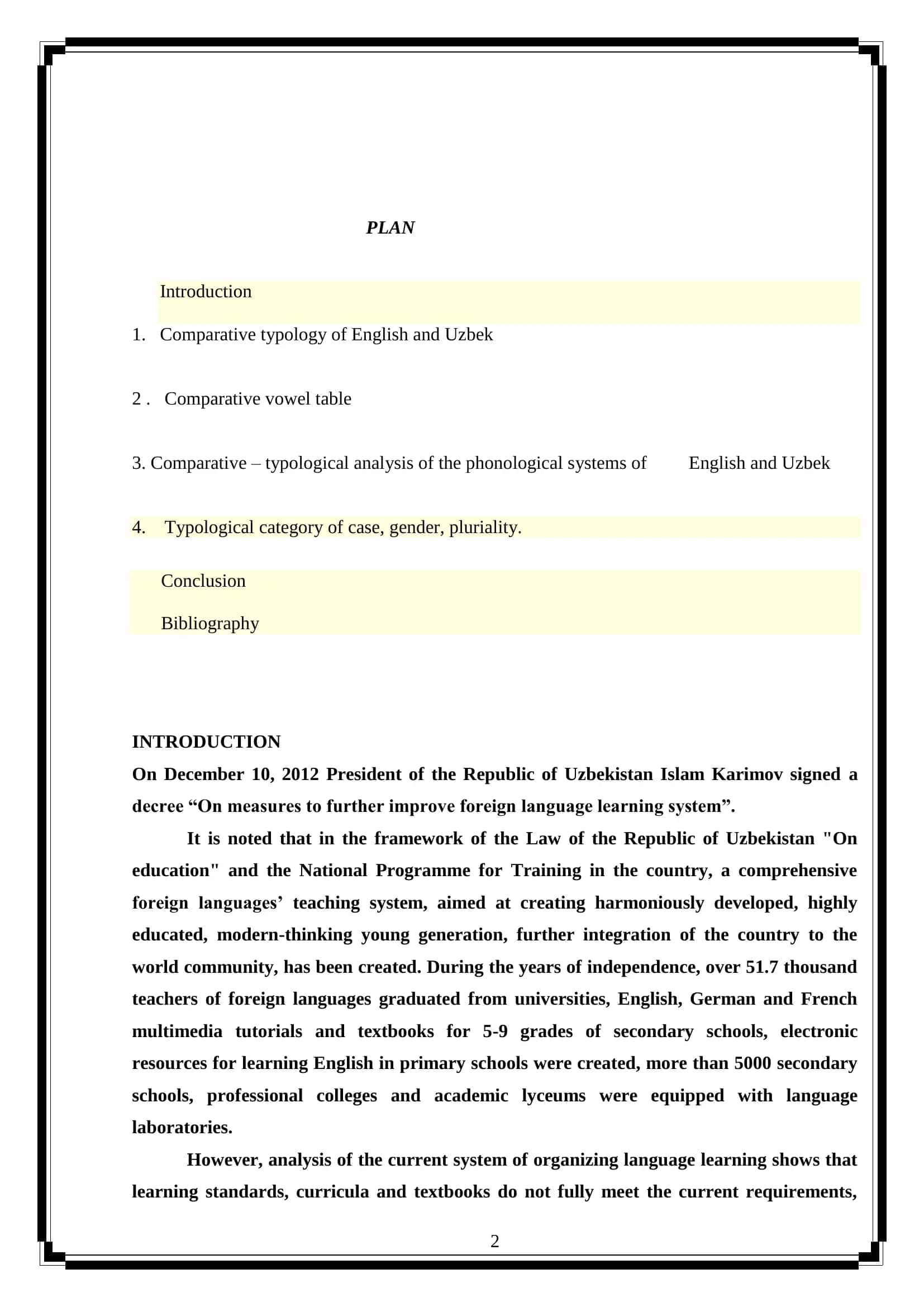 The comparative typology of English, Russian, and Uzbek languages 2