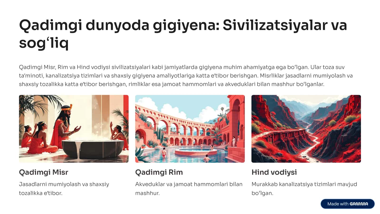 Gigiyenaning rivojlanish tarixi va O»zbekistonda gigiyena moduli 2
