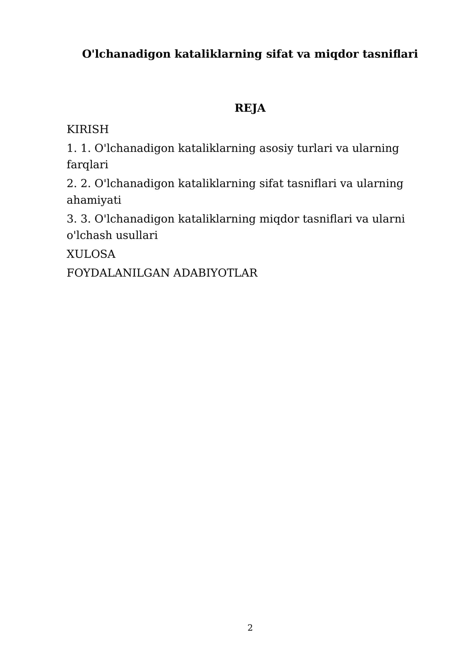O'lchanadigon kataliklar 2