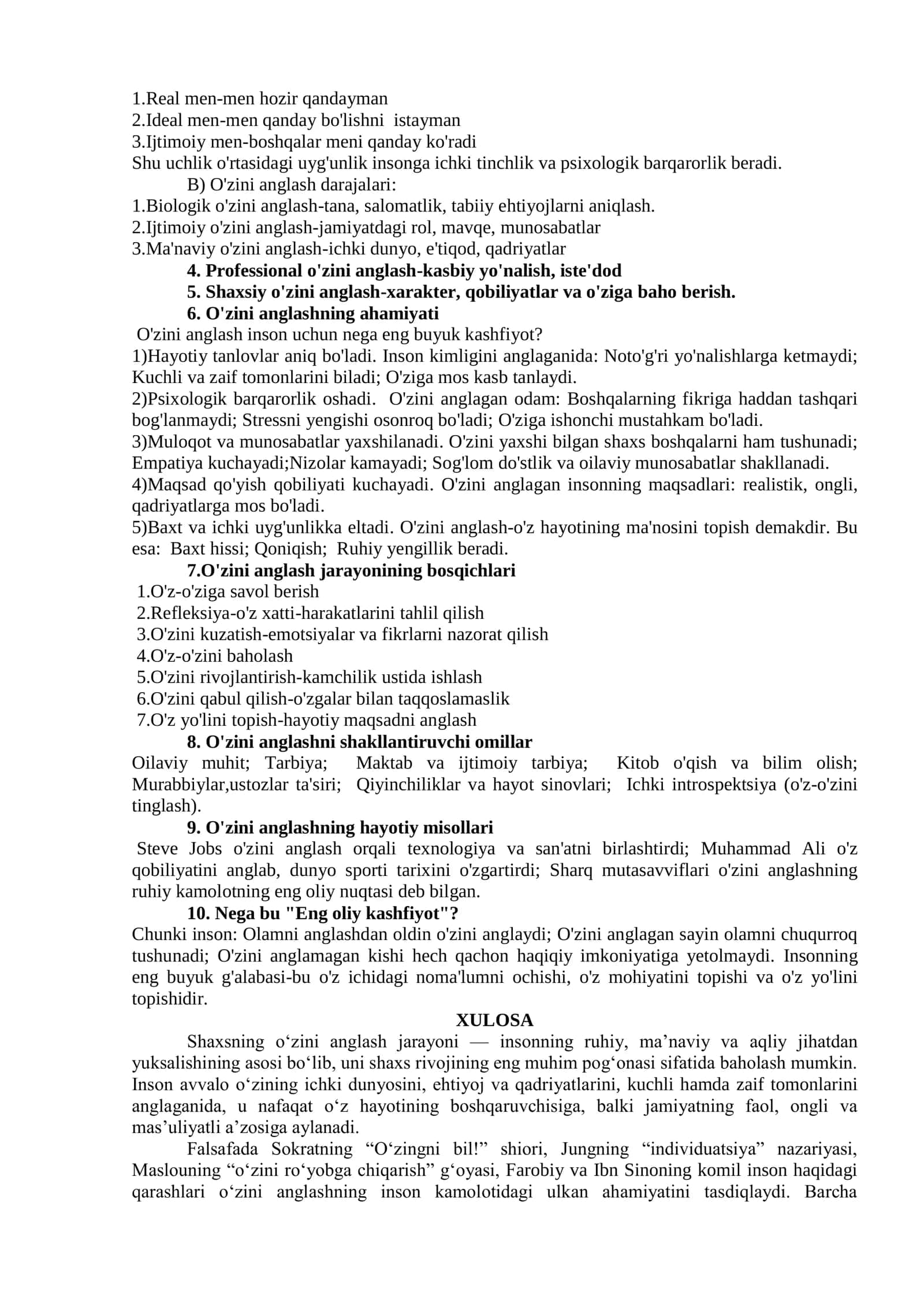 Shaxsning eng buyuk kashfiyoti – bu o‘zini anglashi (namuna maqola) 2