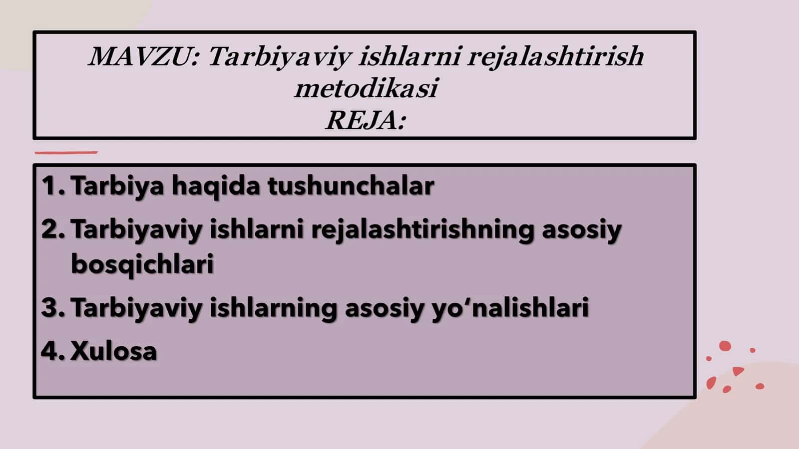 Boshlang'ich Ta'limga Yo'naltirilgan Tarbiyaviy Ishlarni Rejalashtirish Metodikasi 2