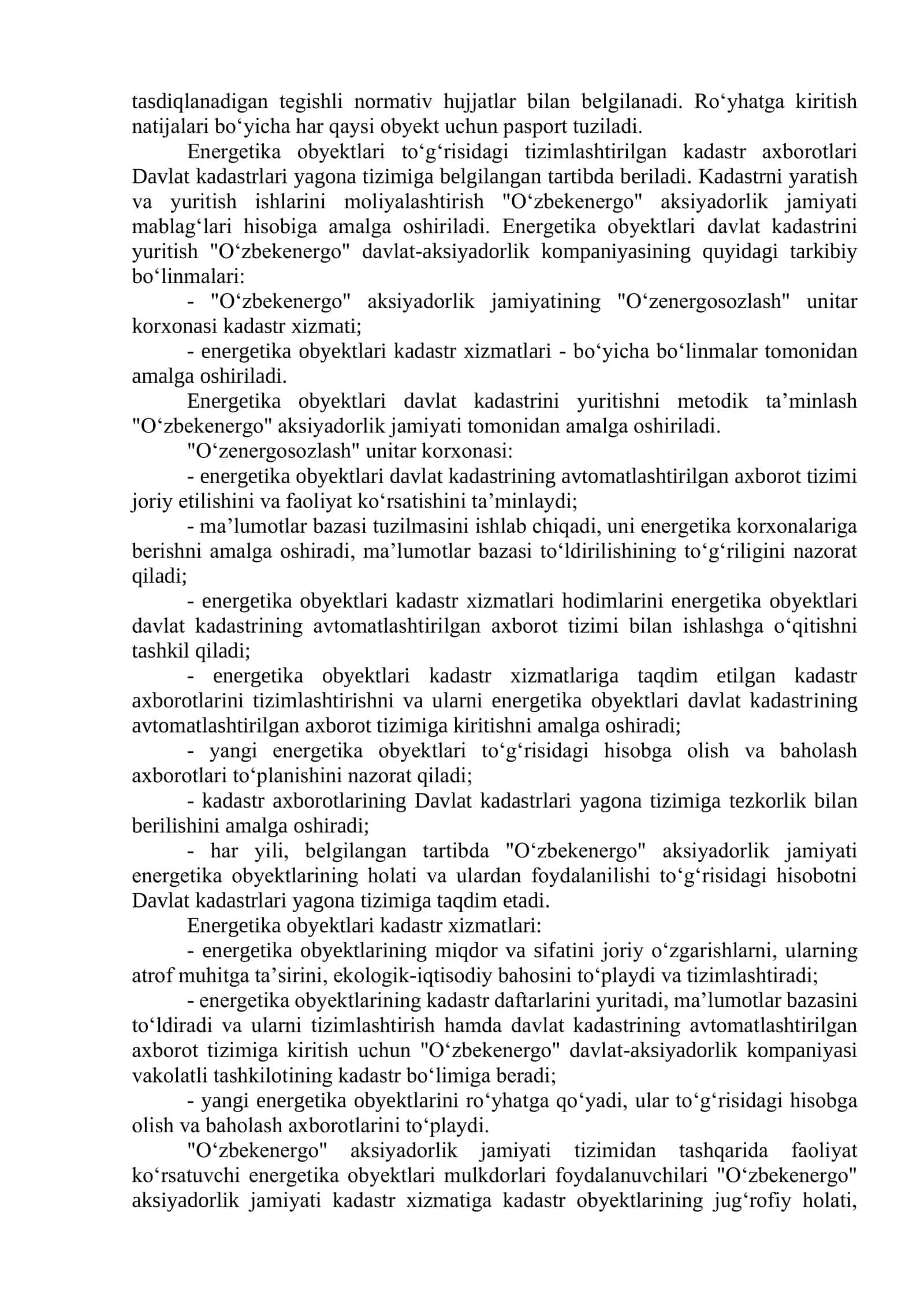 Energetika obyektlari davlat kadastri 2