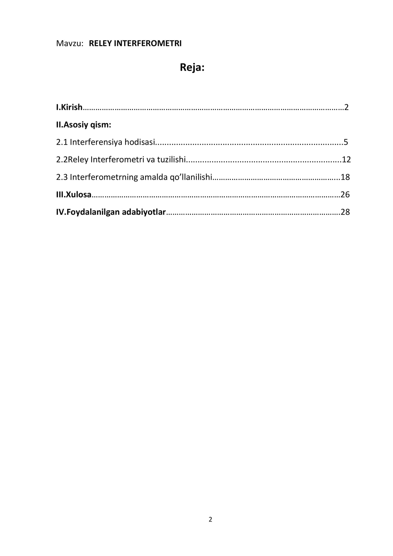 RELEY INTERFEROMETRI mavzusida kurs ishi sifatli tayyor 2