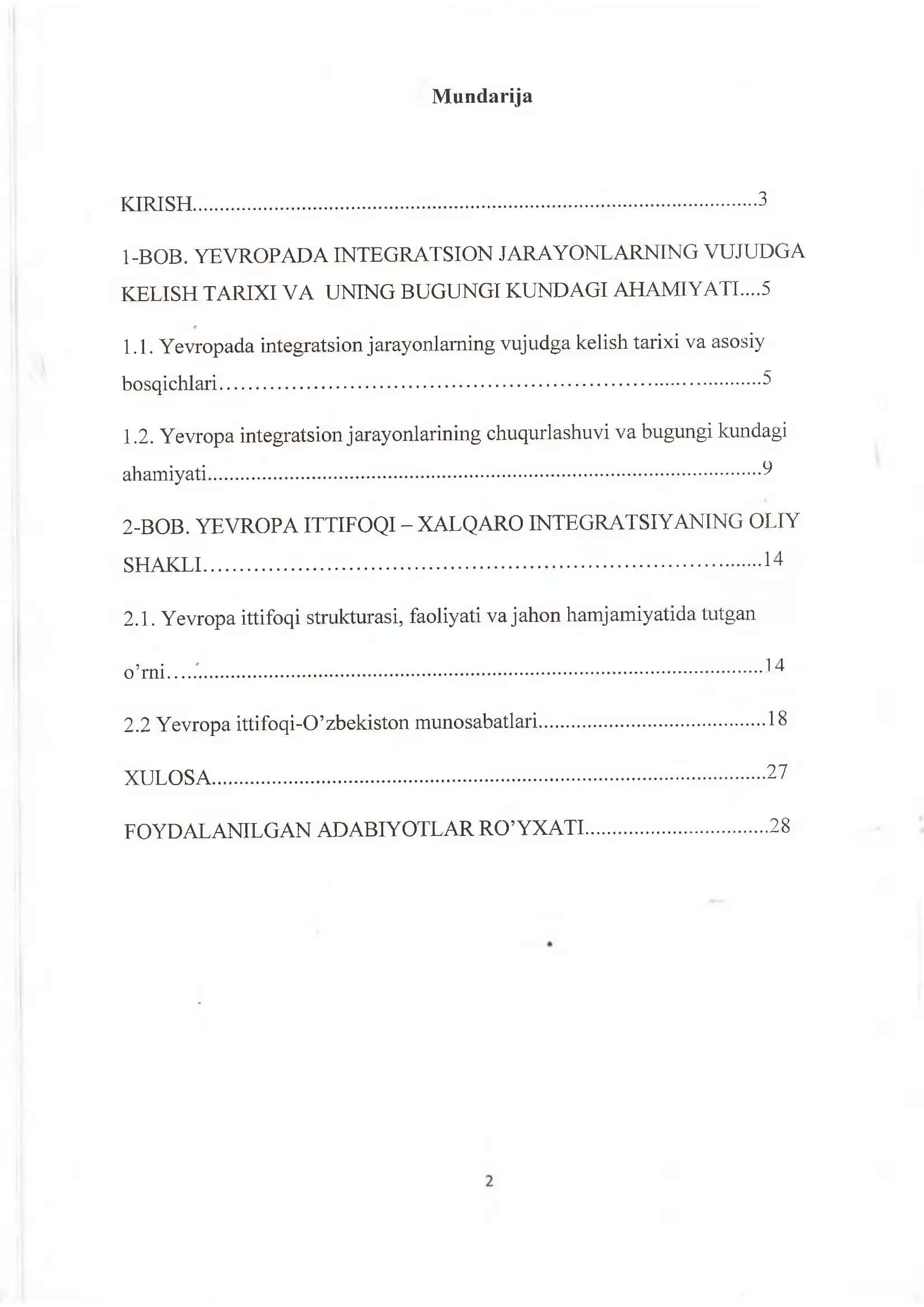 YEVROPADAINTEGRATSION JARAYONLARNING O’ZIGA XOS XUSUSIYATLARI 2