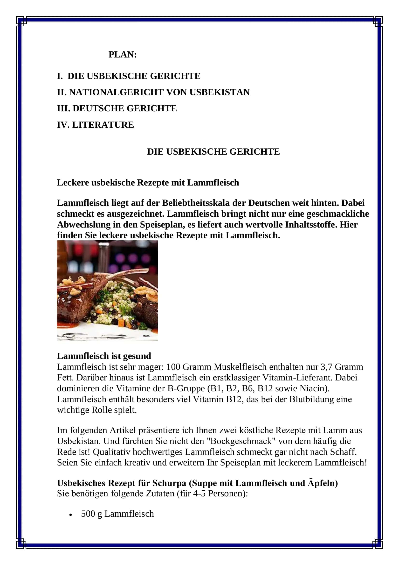 DIE USBEKISCHE GERICHTE 2