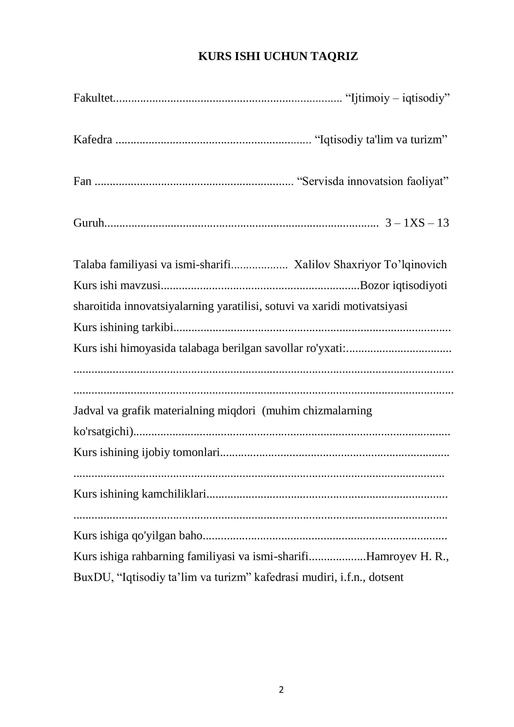 Bozor iqtisodiyoti sharoitida innovatsiyalarning yaratilishi, sotuvi va xaridi motivatsiyasi 2