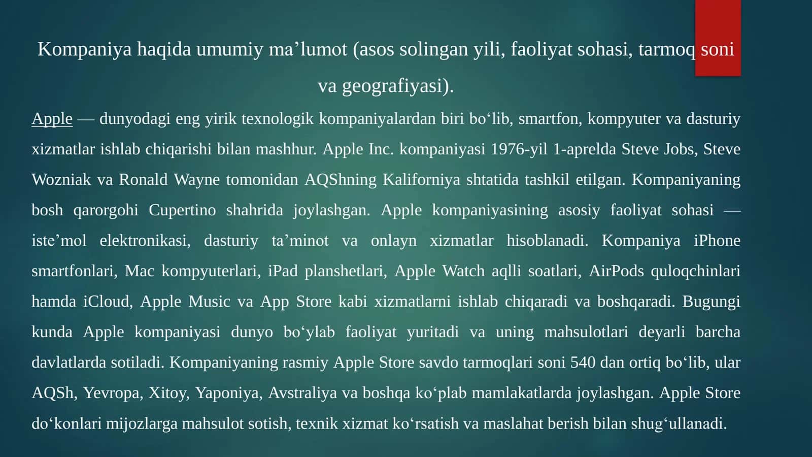 APPLE KOMPANIYASI 2