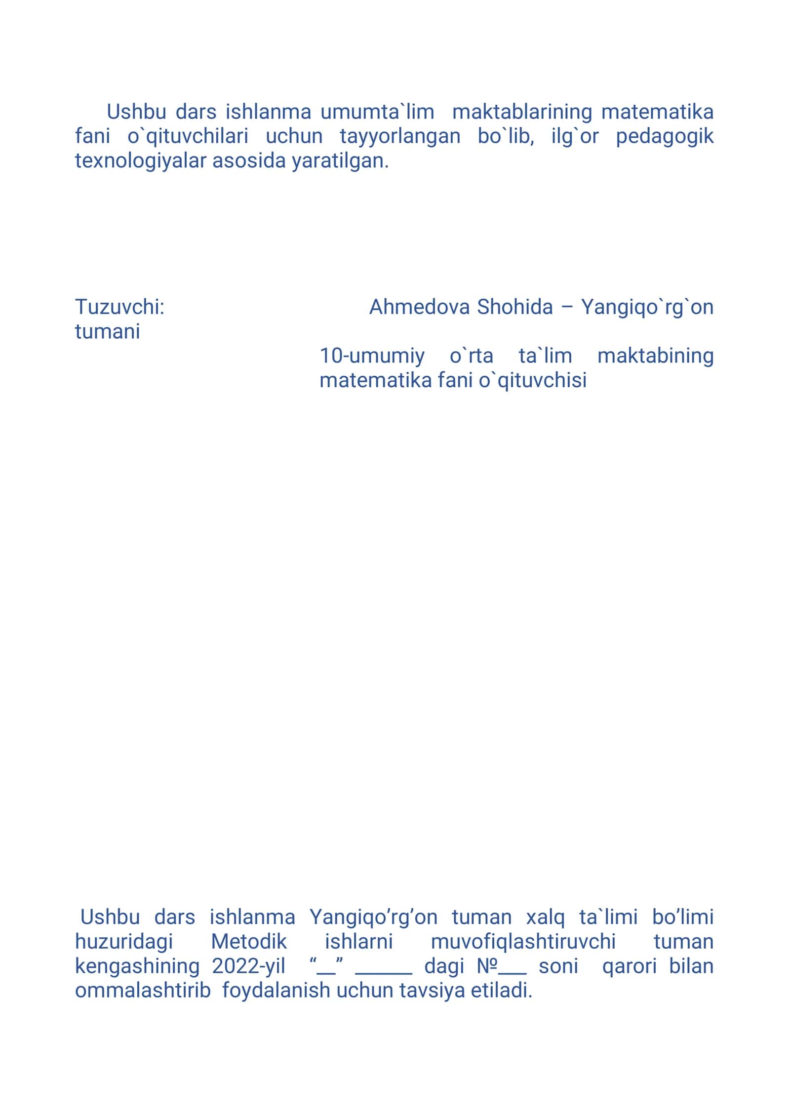6-sinf Matematika fanidan Davriy o'nli kasrlar mavzusida ochiq dars ishlanma 2