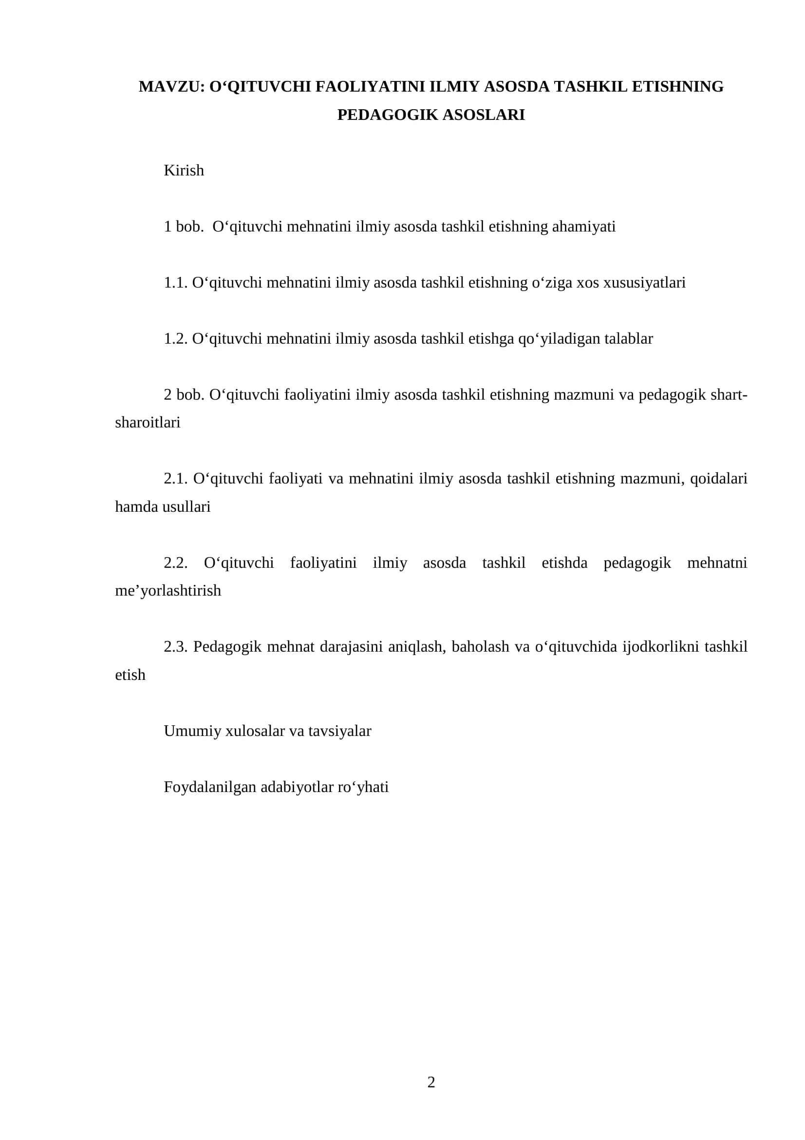 O‘QITUVCHI FAOLIYATINI ILMIY ASOSDA TASHKIL ETISHNING PEDAGOGIK ASOSLARI 2