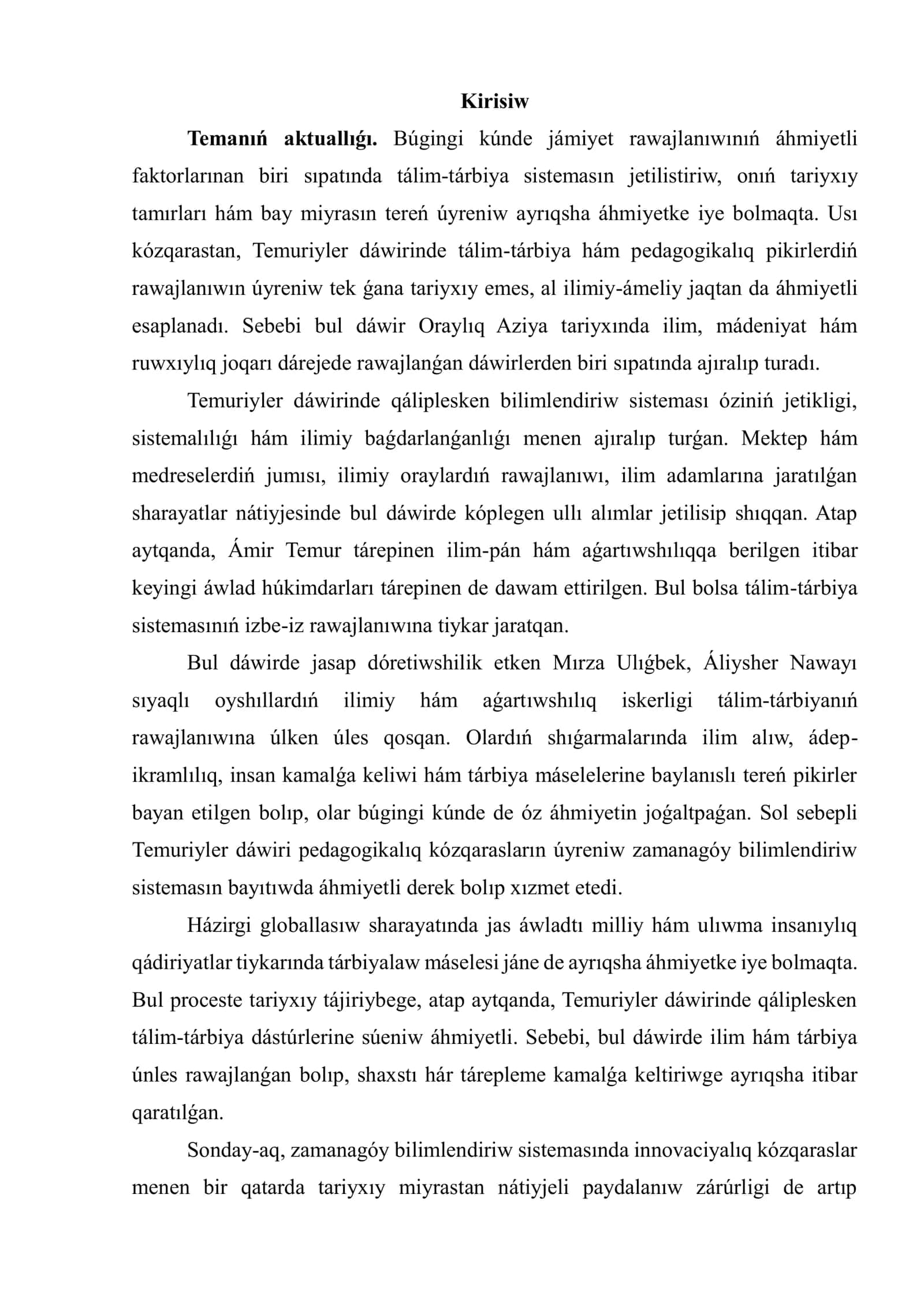 Temuriyler dáwirinde tálim-tárbiya sistemasınıń qáliplesiwi hám rawajlanıw ózgeshelikleri 2