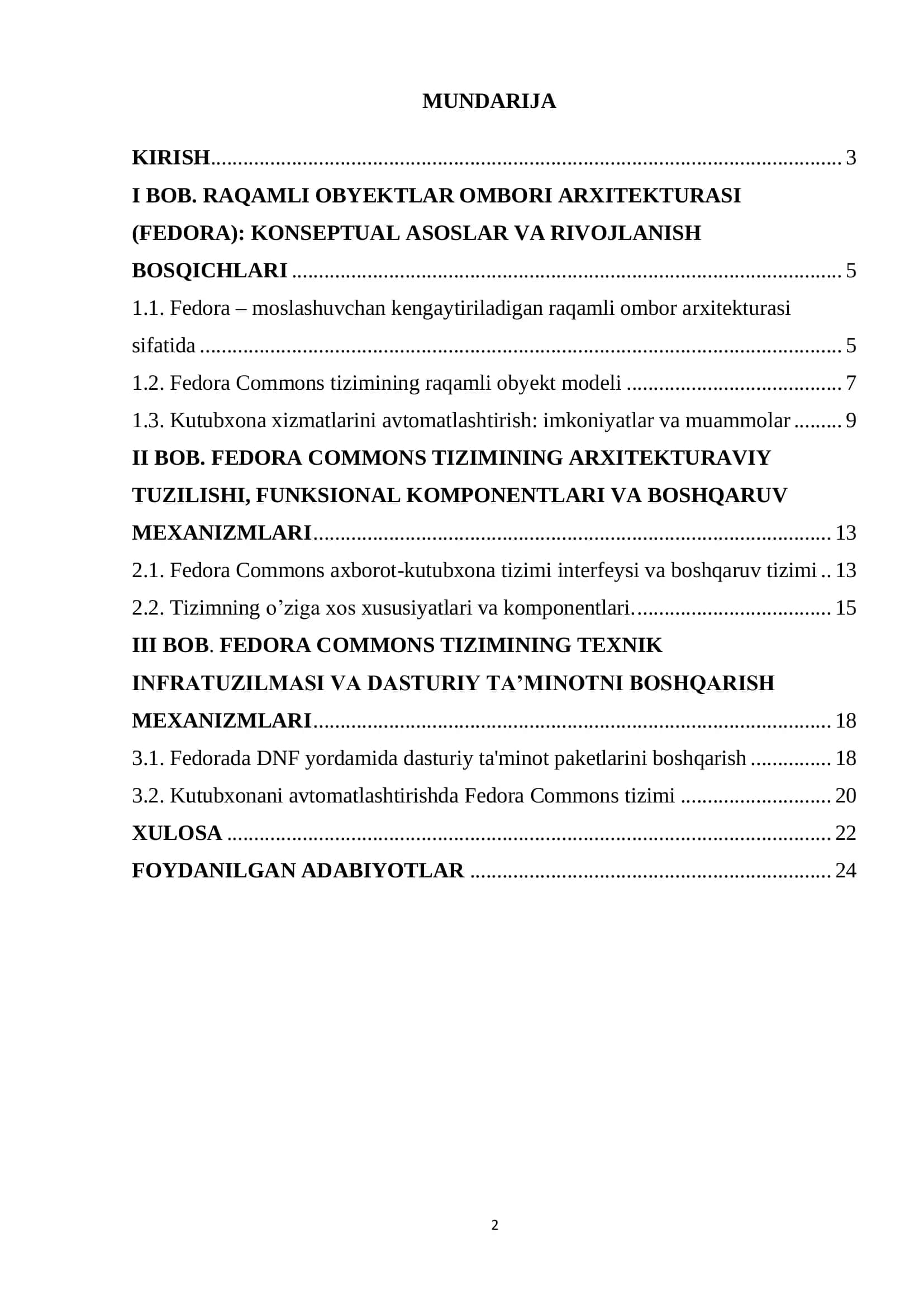 Fedora Commons Axborot-kutubxona tizimi 2