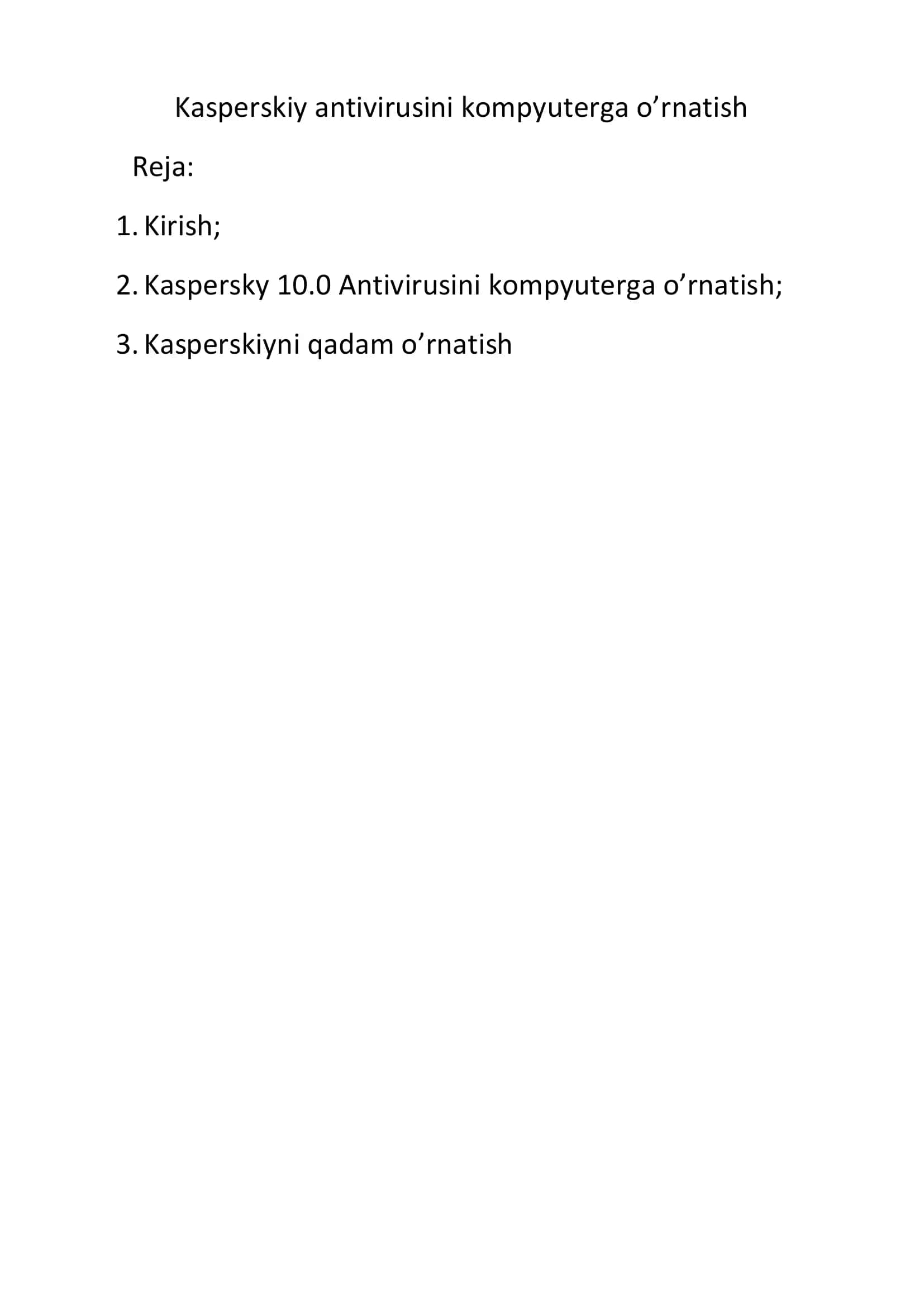 Kasperskiy antivirusini kompyuterga o'rnatish 2