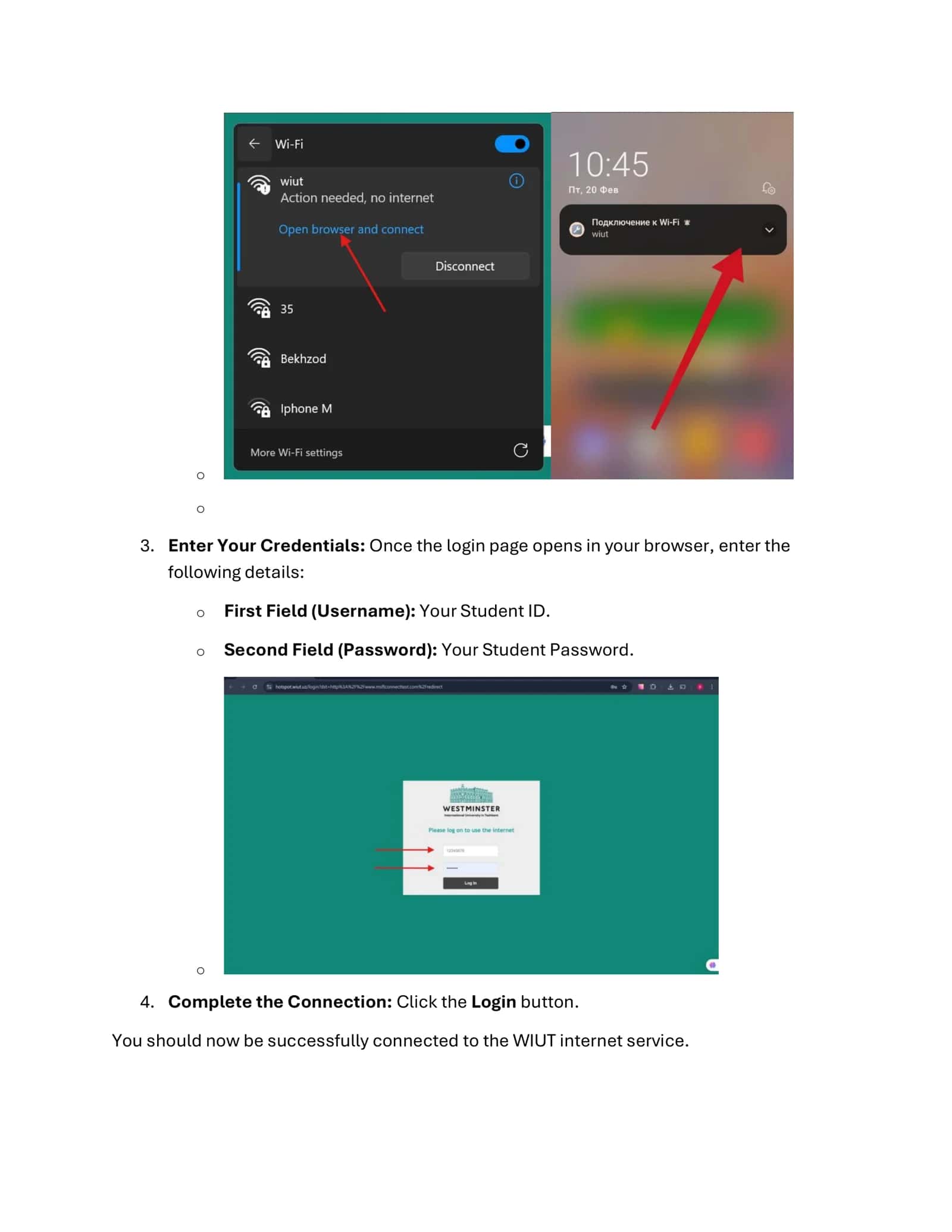 Guide to Connecting to the WIUT Wi-Fi Network 2