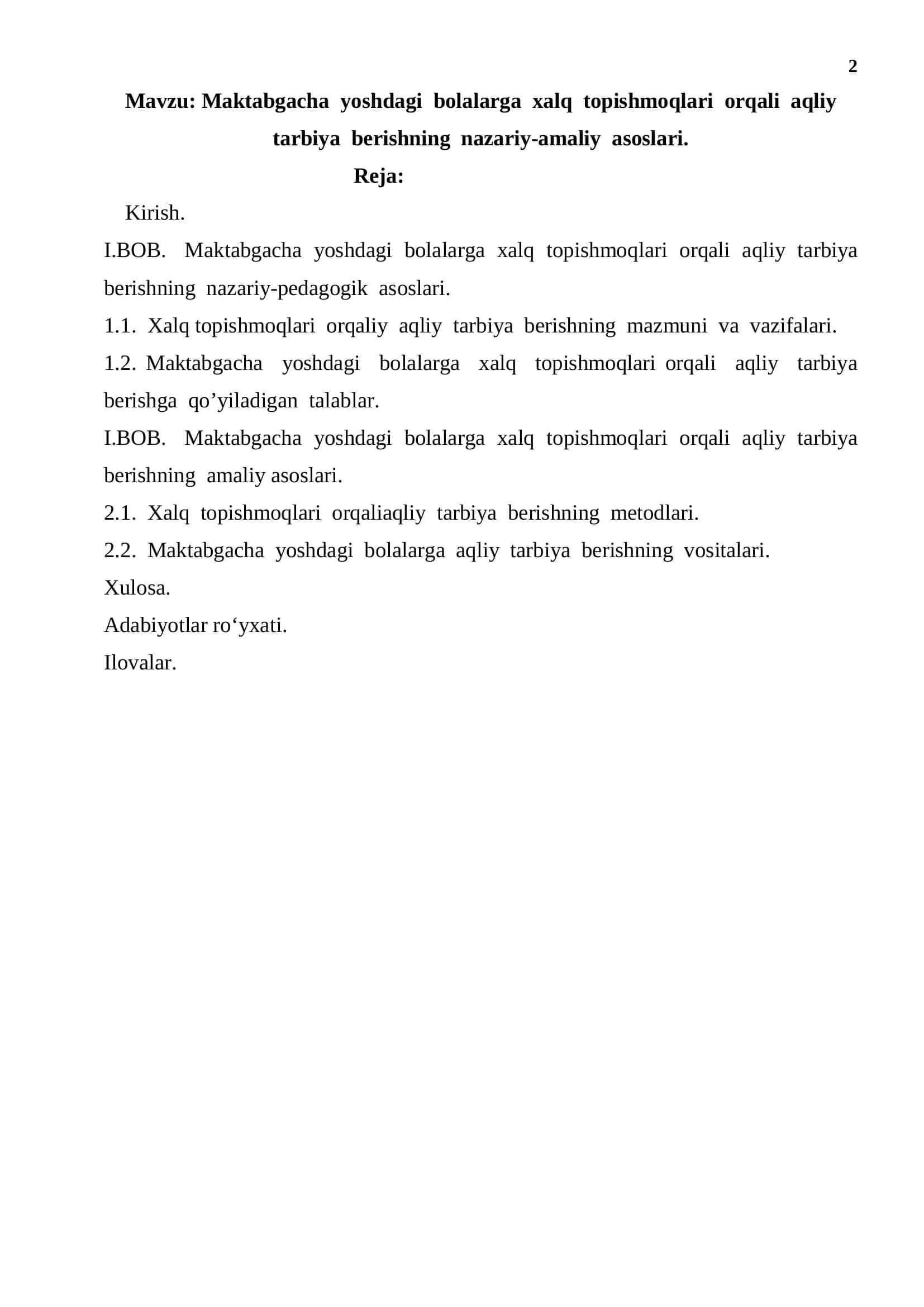 Maktabgacha yoshdagi bolalarga xalq topishmoqlari orqali aqliy tarbiya berishning nazariy-amaliy asoslari 2