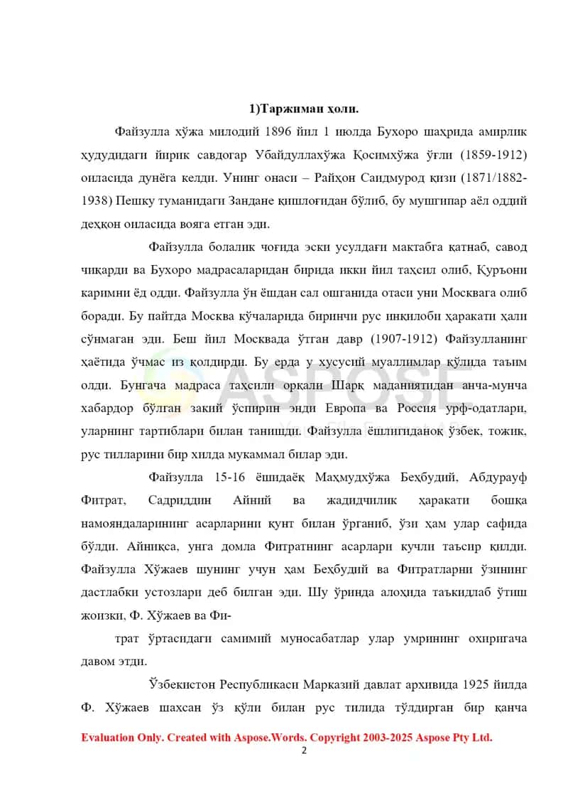 ФАЙЗУЛЛА ХЎЖАЕВ ВА УНИНГ СИЁЁСИЙ ҚАРАШЛАРИ 2