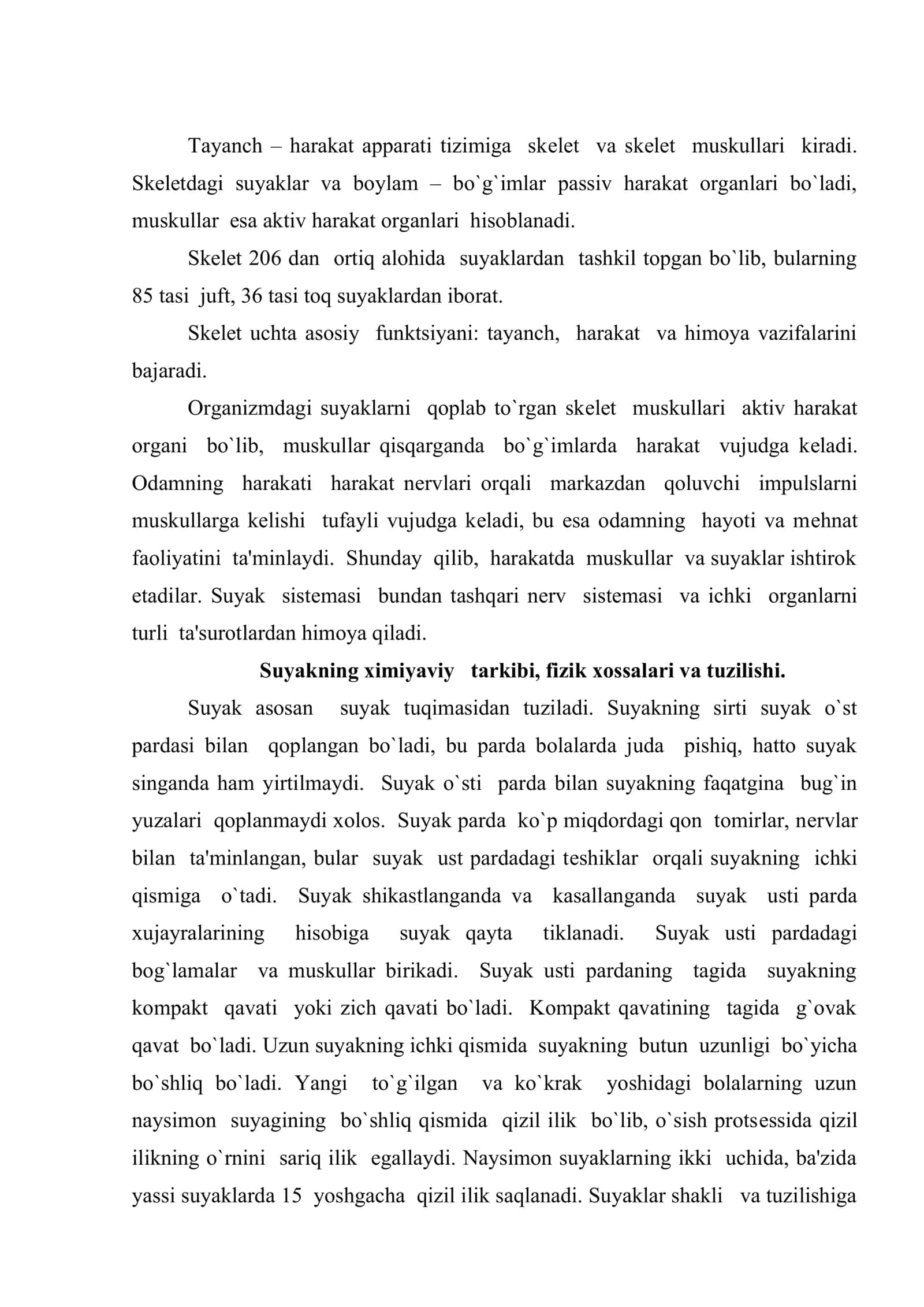 Tayanch harakat aparatining tuzilishi va yosh xususiyatlari 2