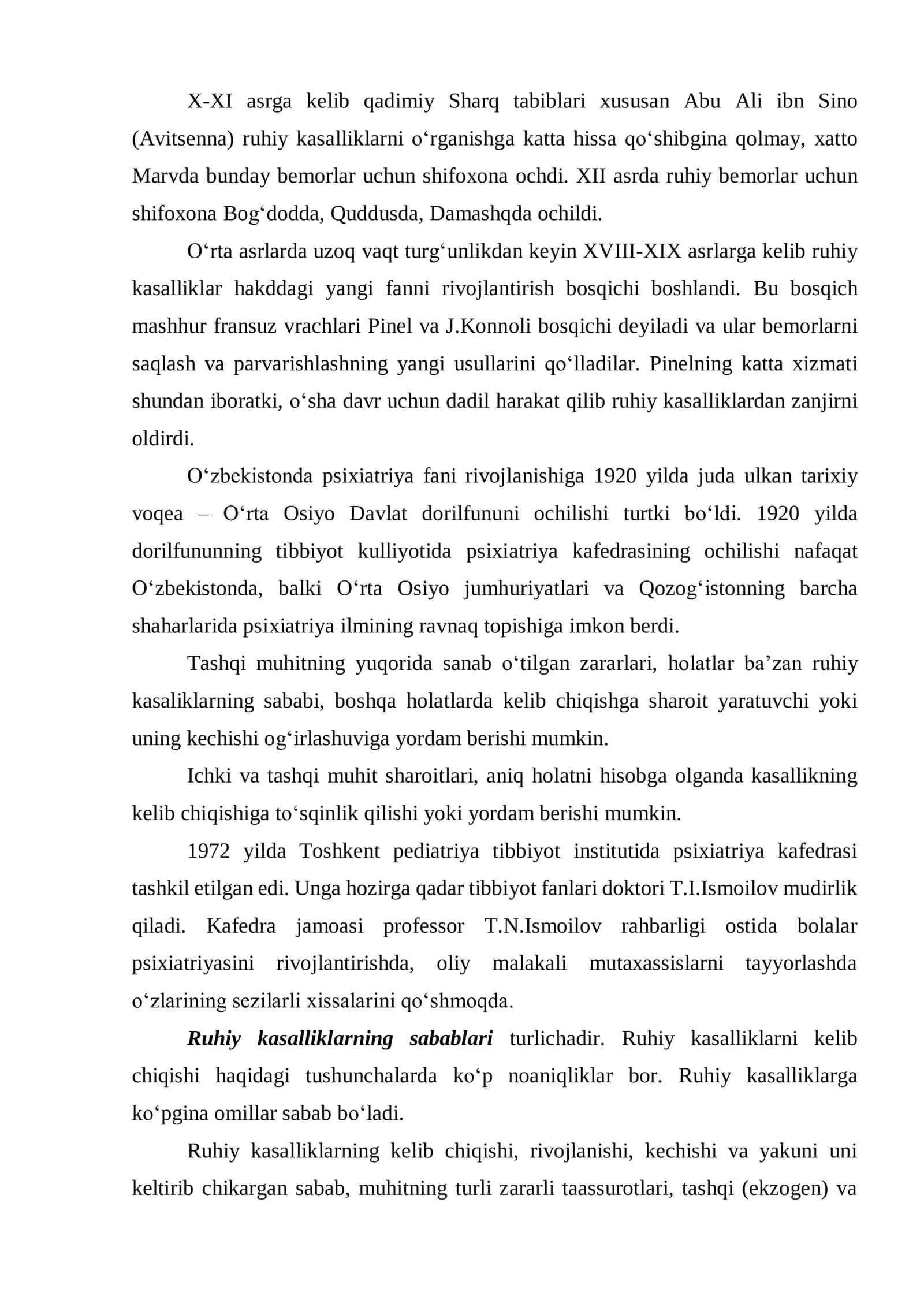 Ruhiy kasalliklar haqida umumiy ta'limot 2