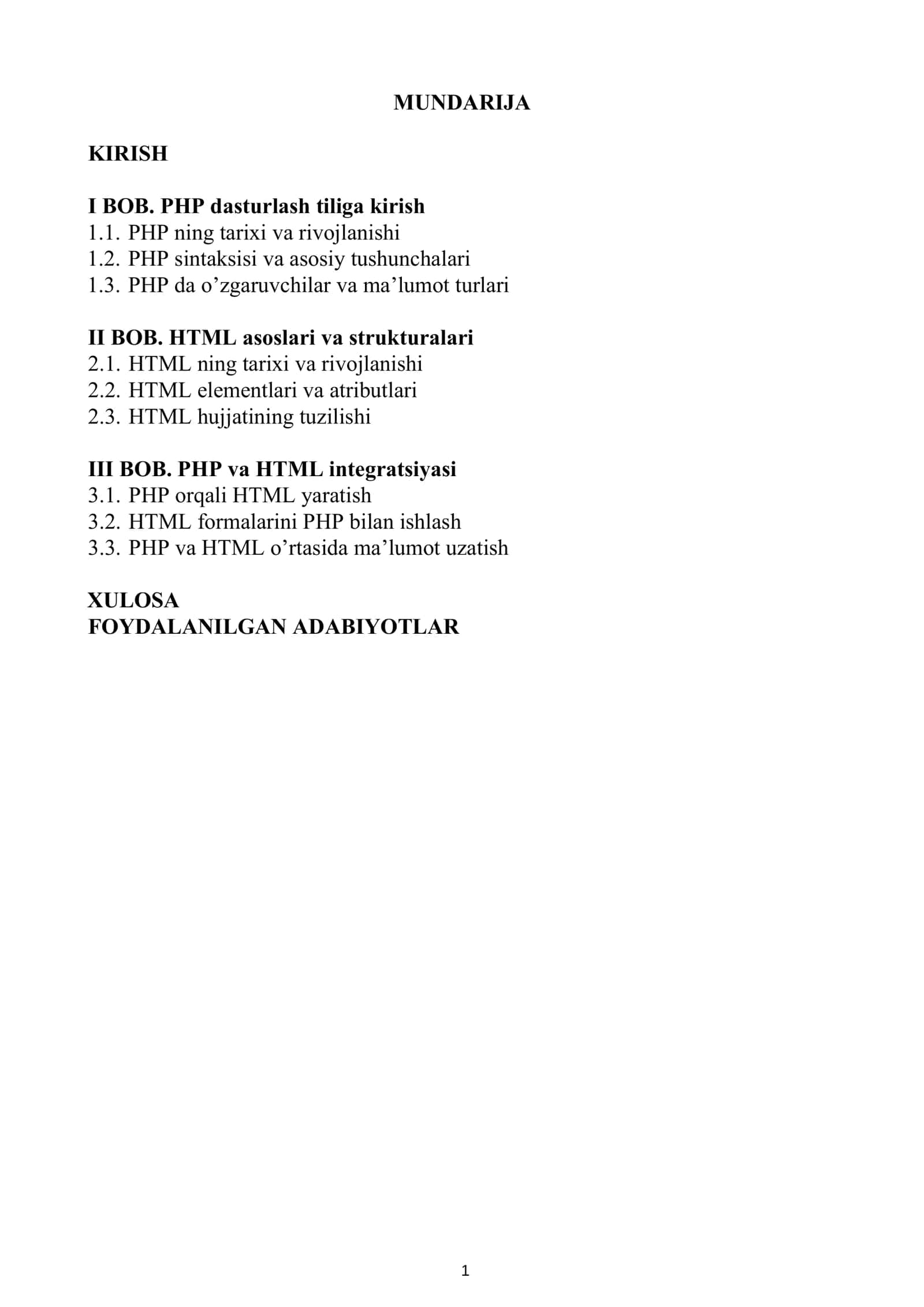 PHP va HTML integratsiyasi 2