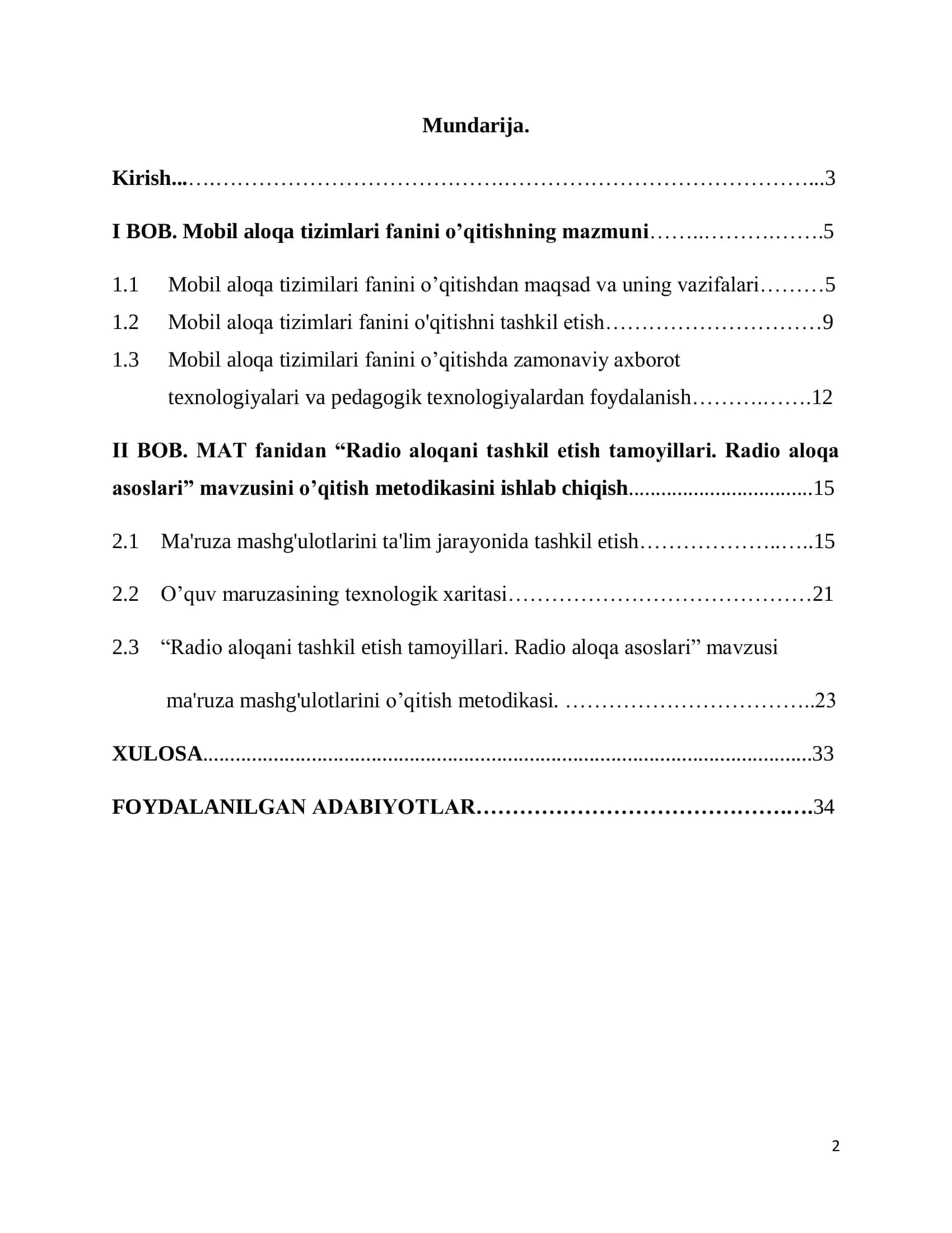 “Mobil aloqa tizimlari” fanini pedagogik axborot texnologiyalari yordamida o’qitish metodikasi 2