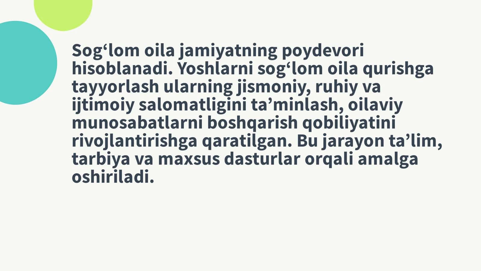 Yoshlarni sog'lom oila qurish ga tayyorlash 2