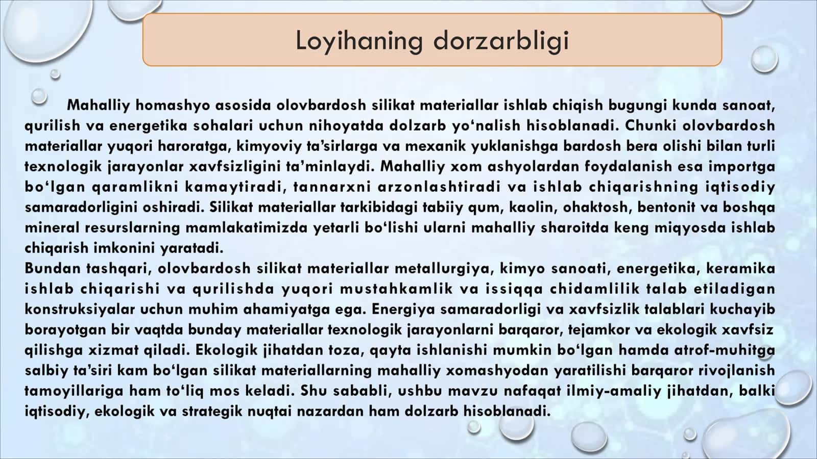 Mahalliy homashyo asosida olovbardosh silikat materiallar 2