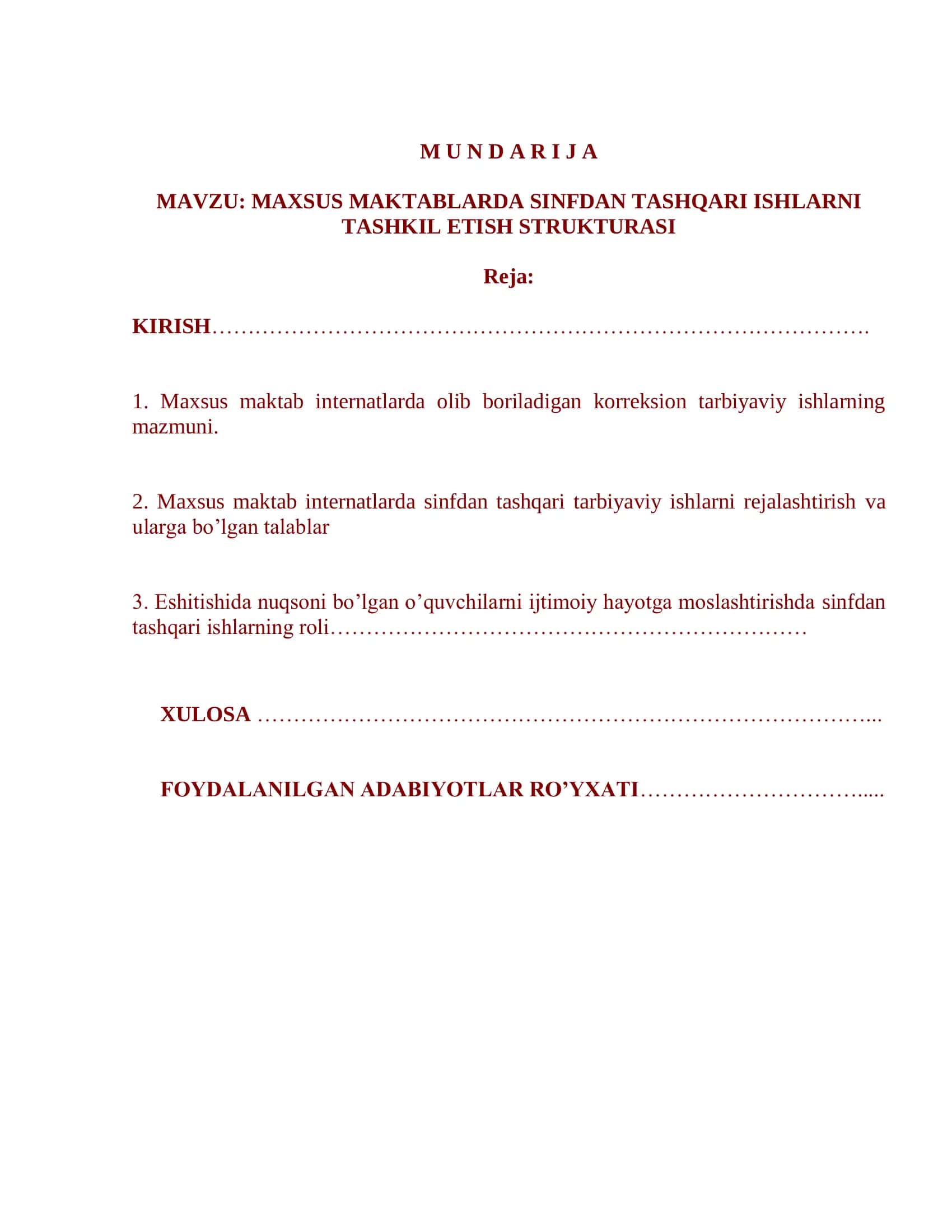 MAXSUS MAKTABLARDA SINFDAN TASHQARI ISHLARNI TASHKIL ETISH STRUKTURASI 2