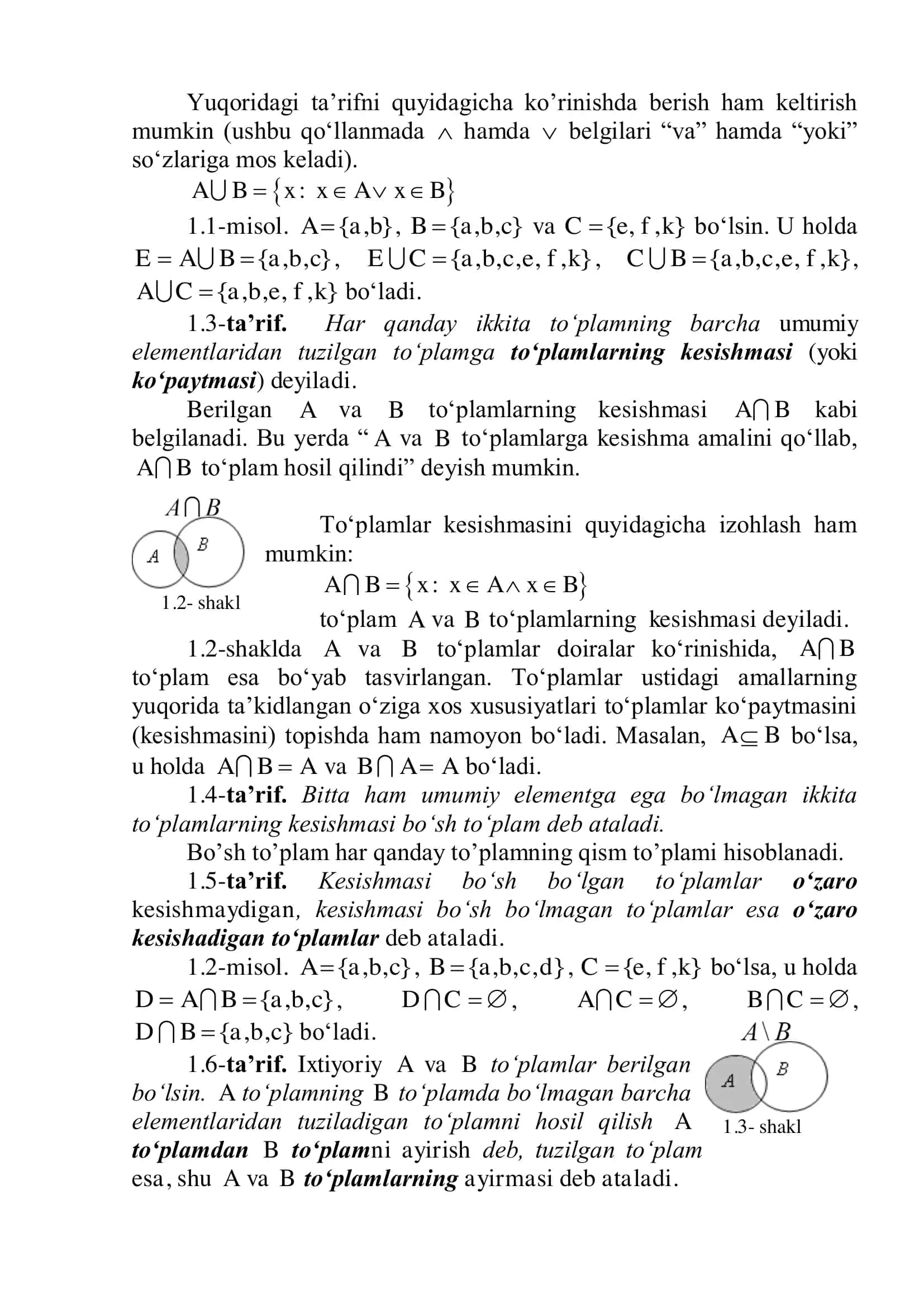 To‘plamlar va ular ustida amallar 2