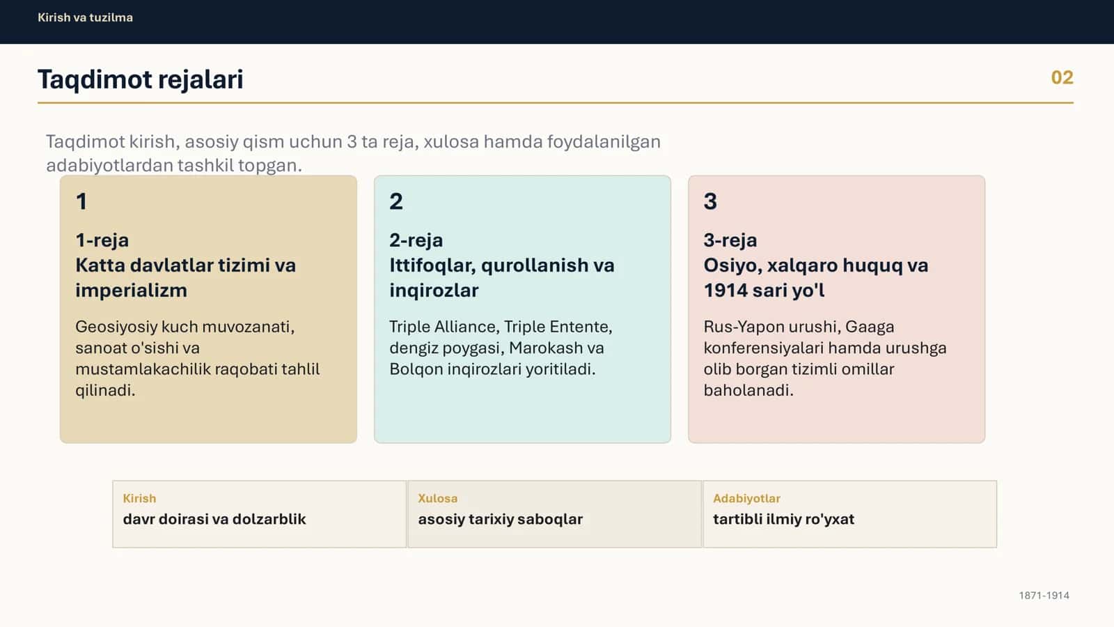 XIX asr oxiri va XX asr boshlarida xalqaro munosabatlar 2
