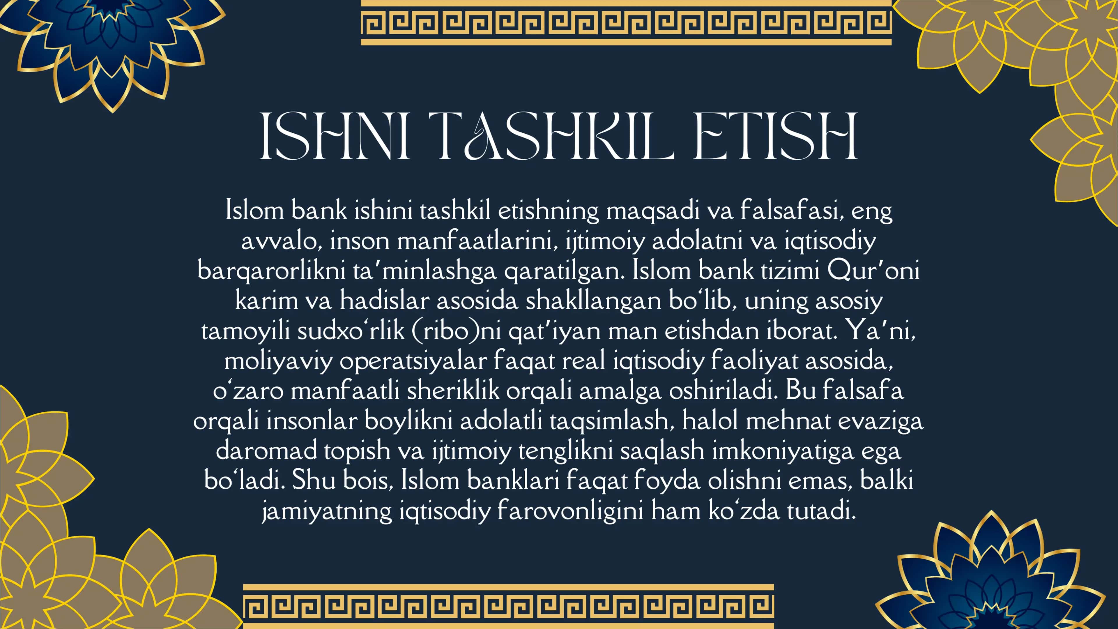 Islom bank ishini tashkil etishning maqsadi va falsafasi 2