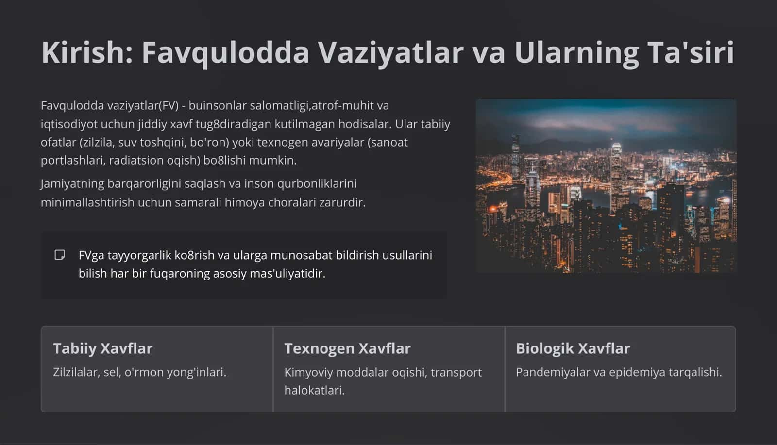 Favqulodda Vaziyatda Aholini Himoya Qilish: Jamoaviy Himoya Vositalari 2