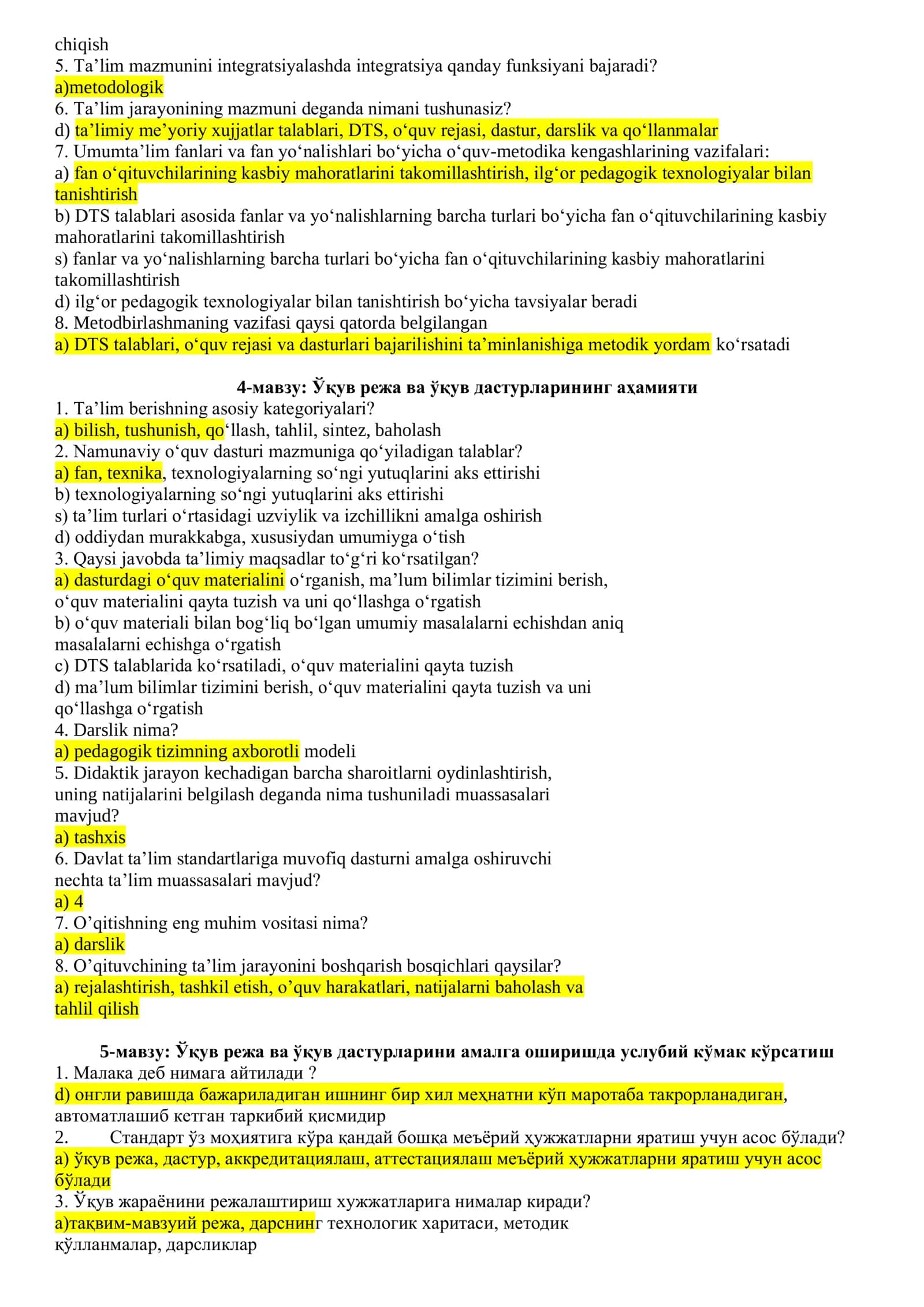 DTS pedagogik testlar 2