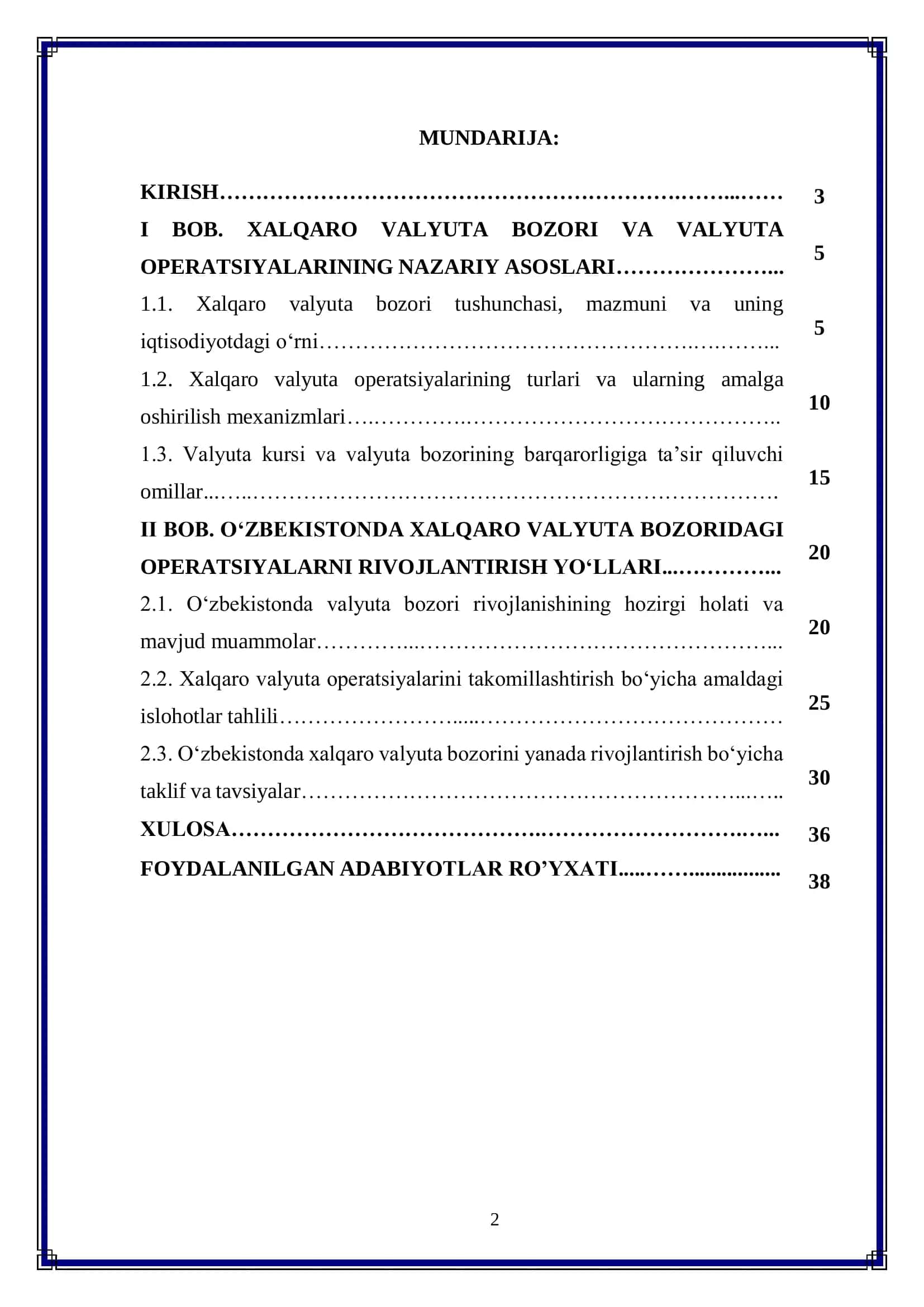 O‘zbekistonda xalqaro valyuta bozoridagi operatsiyalarni rivojlantirish yo‘llari 2