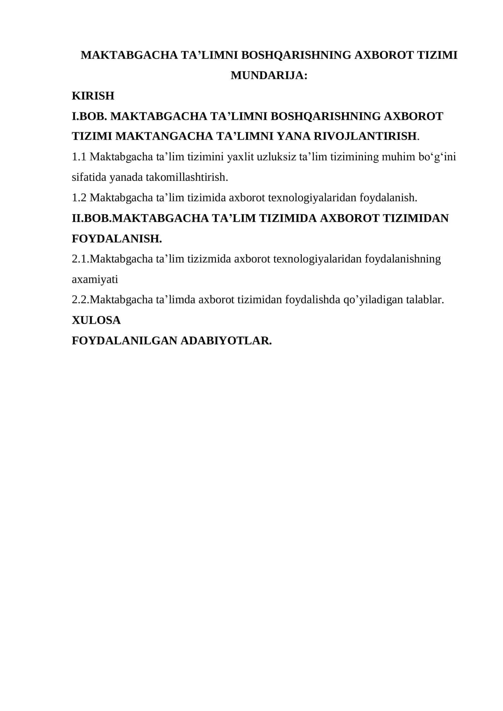 MAKTABGACHA TA’LIMNI BOSHQARISHNING AXBOROT TIZIMI 2