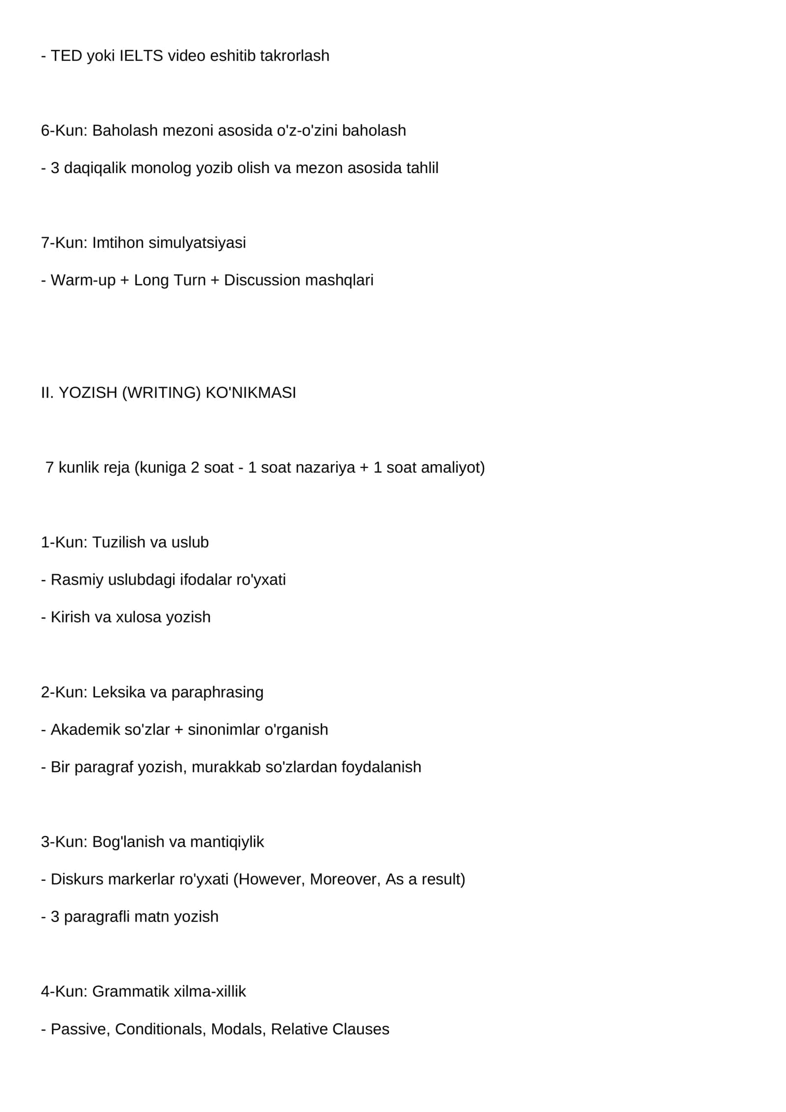 speaking va writing uchun qullanma 2