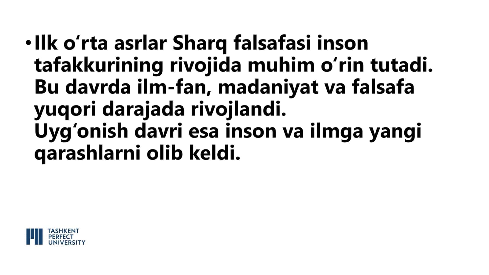 Ilk o’rta asr Sharq falsafasi va uyg’onish davri 2