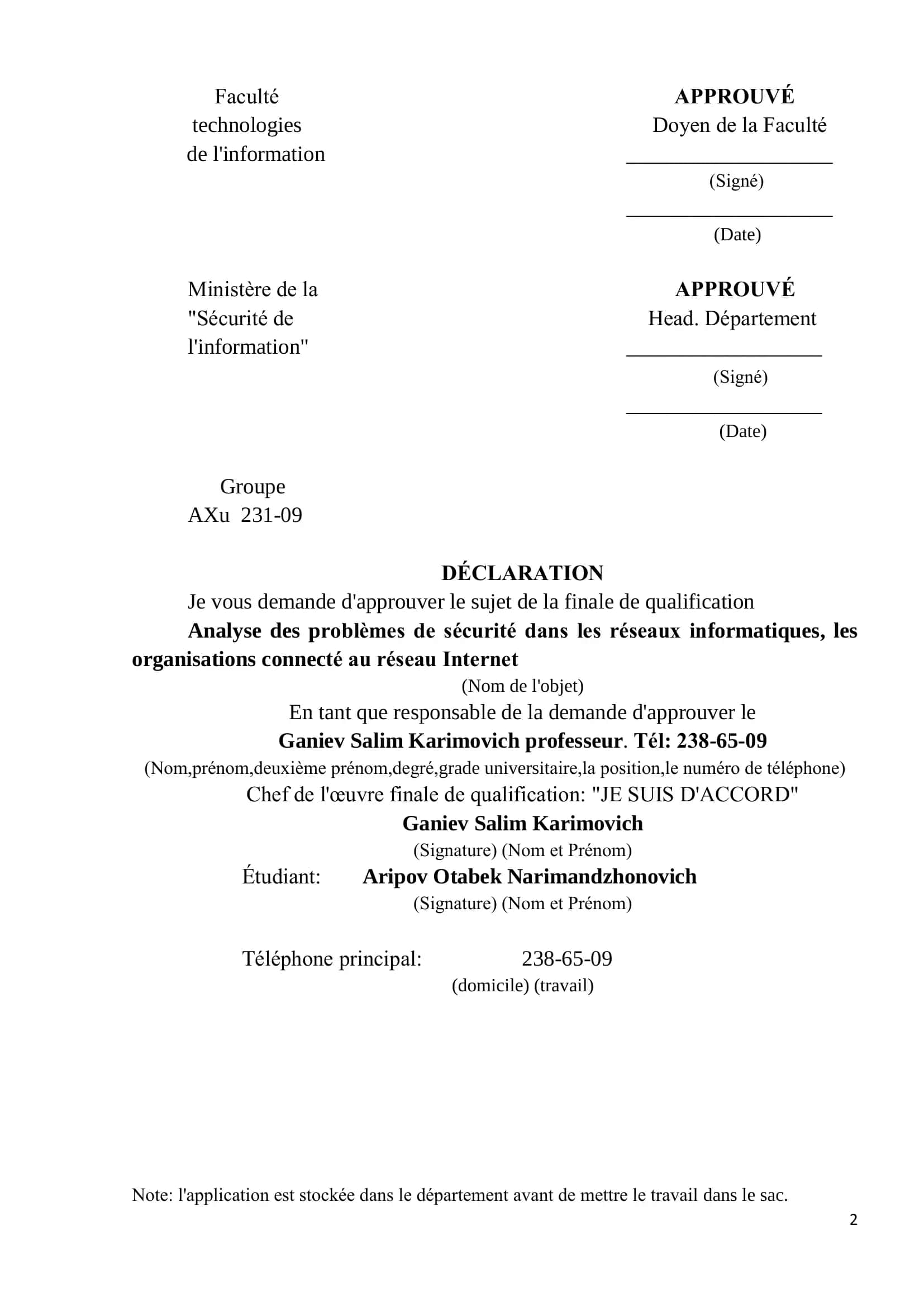 Analyse des Problèmes de sécurité dans les réseaux informatiques, les organisations connecté au réseau Internet 2